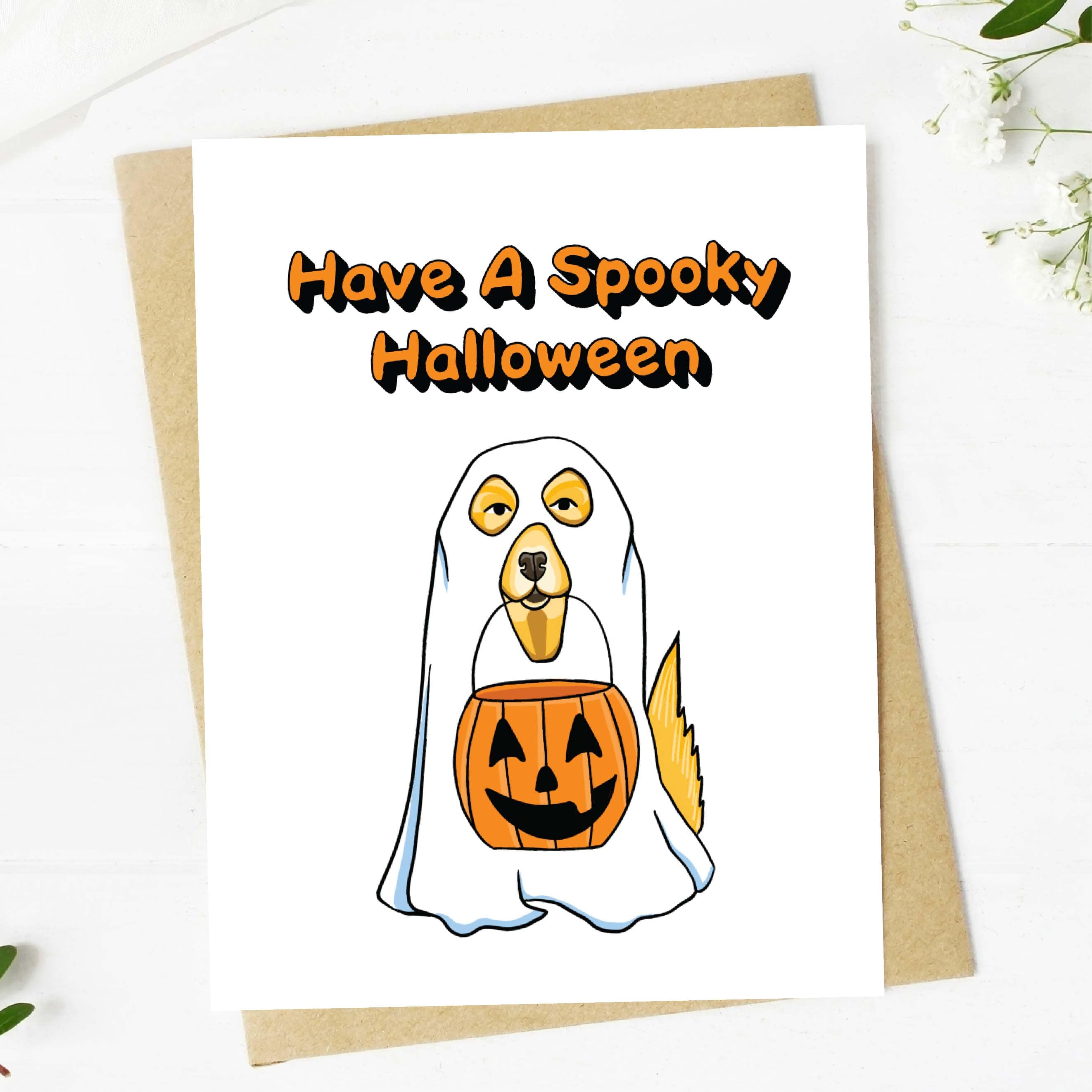  Have A Spooky Halloween Dog Ghost Card、mySite、elrpsem3k