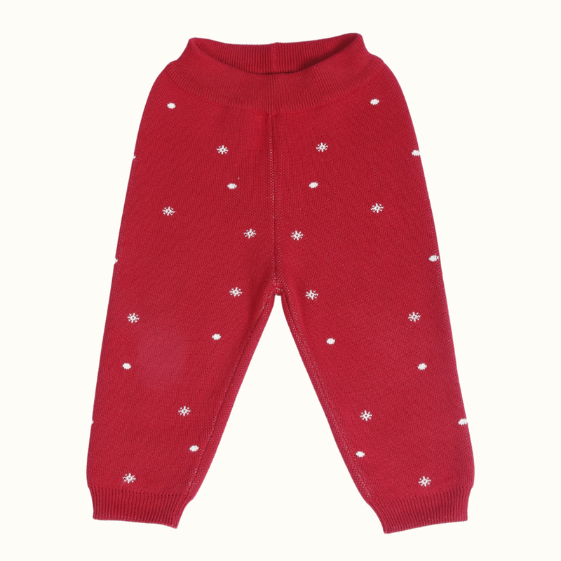 Cotton Jacquard Sweater, Lower & Cap Set | Santa Printed | Cherry Red | Set of 3、mySite、camillekostekn