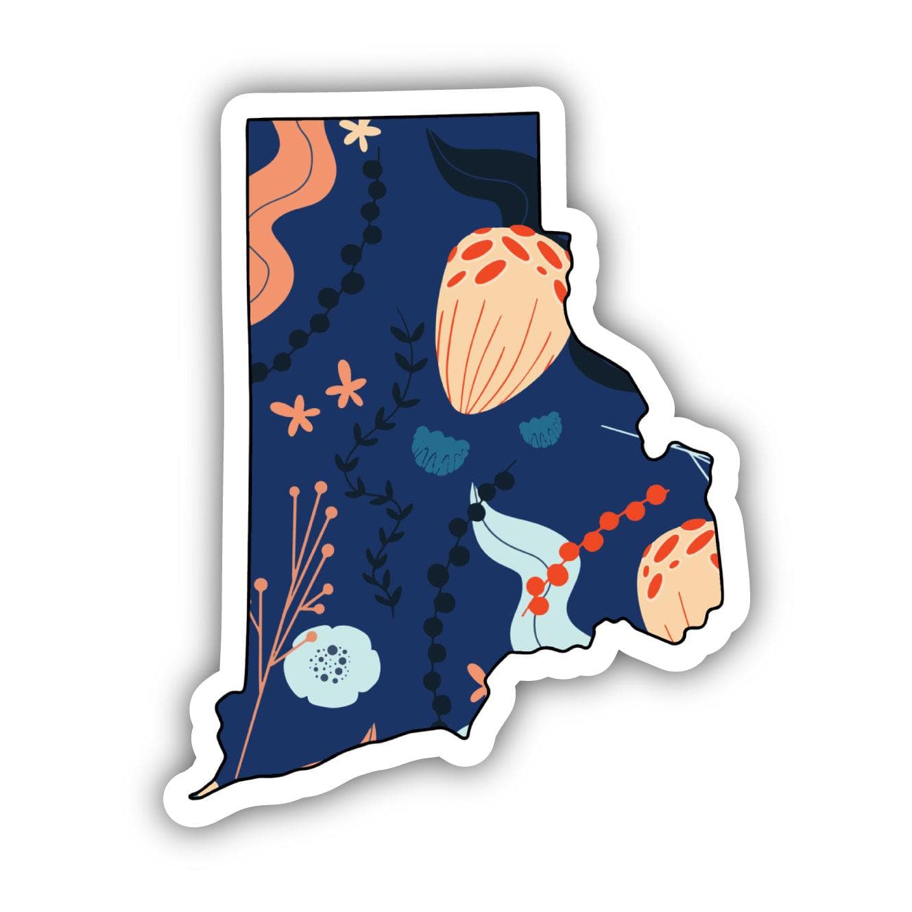  Rhode Island Blue Floral Abstract Sticker、mySite、elrpsem3k