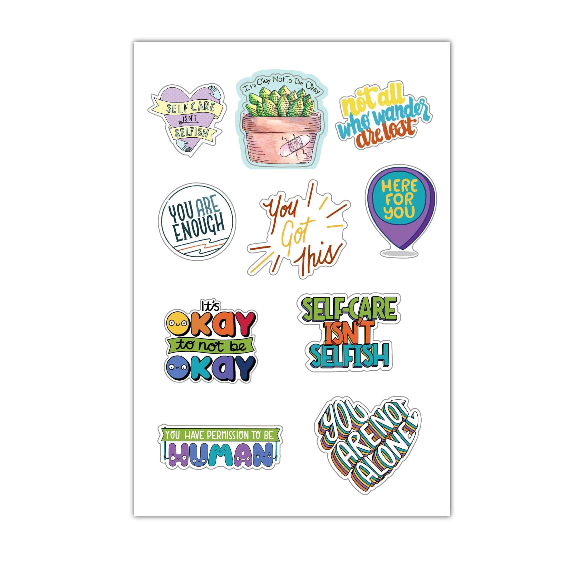  Sheet of Mini Stickers - Mental Health Awareness Edition - 10 Designs、mySite、elrpsem3k