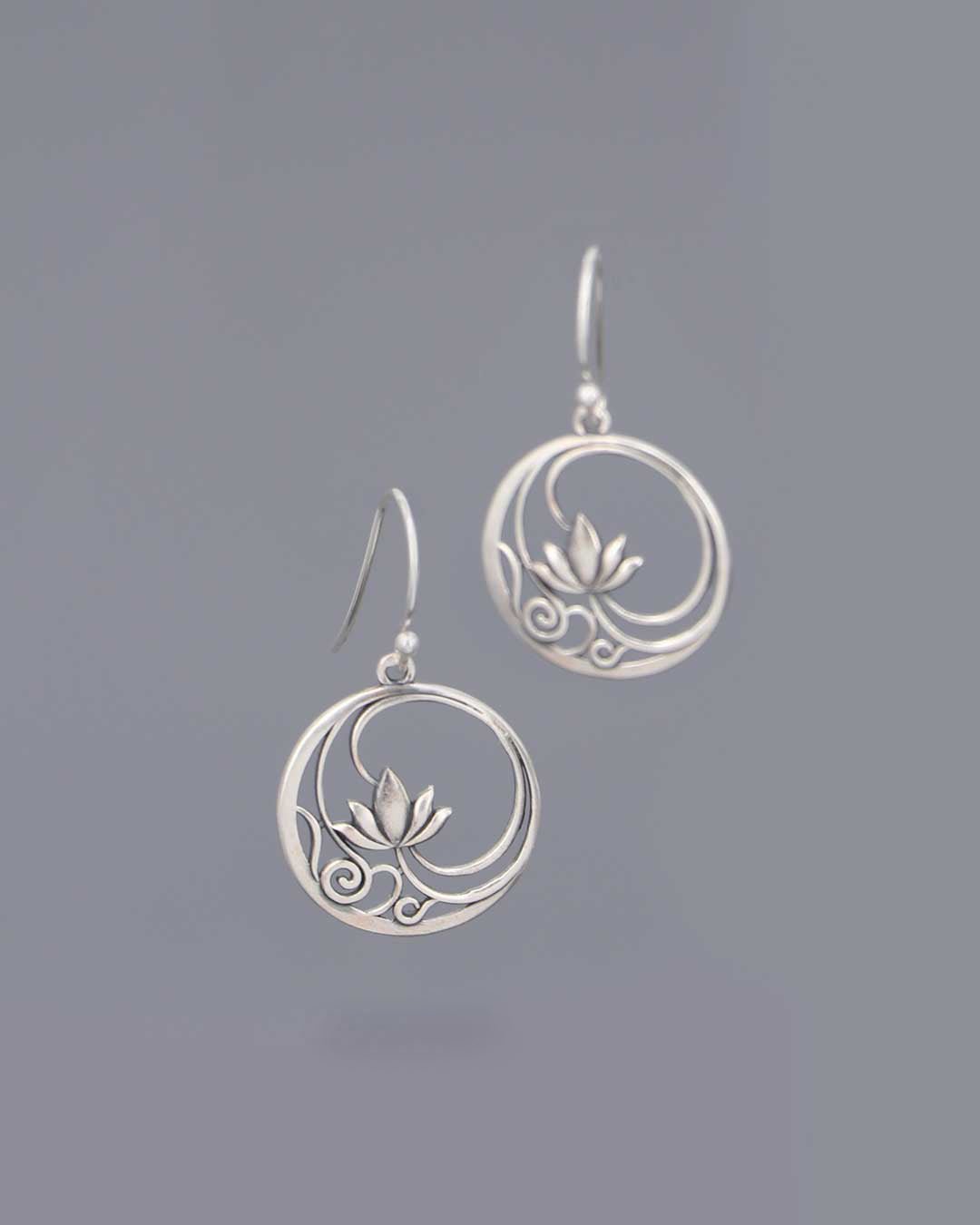 Sterling Silver Openwork Lotus Drop Earrings、mySite、topwebapps