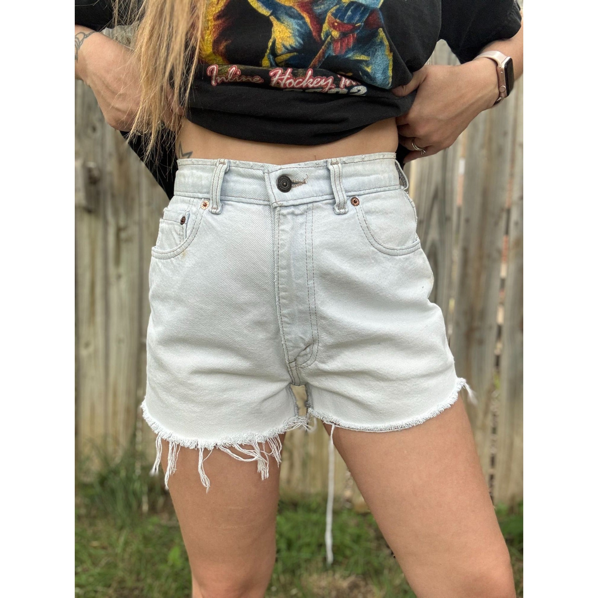 90's Levi's 531 Light Wash Cut Off Raw Hem Denim Jean Shorts 30、mySite、garagedoors4me