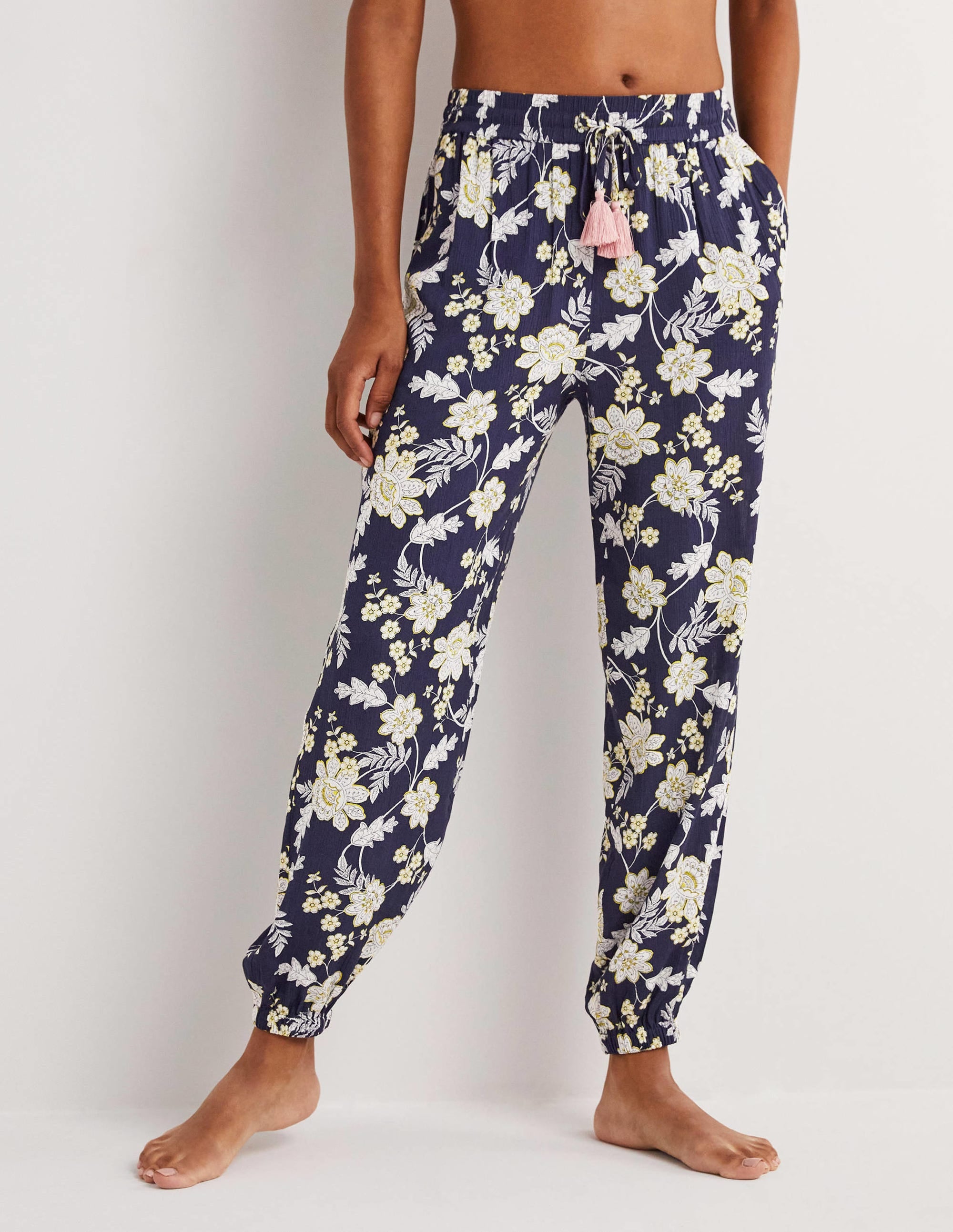  Crinkle Tapered Trousers-French Navy, Chintz Bloom、mySite、ashleygrahame