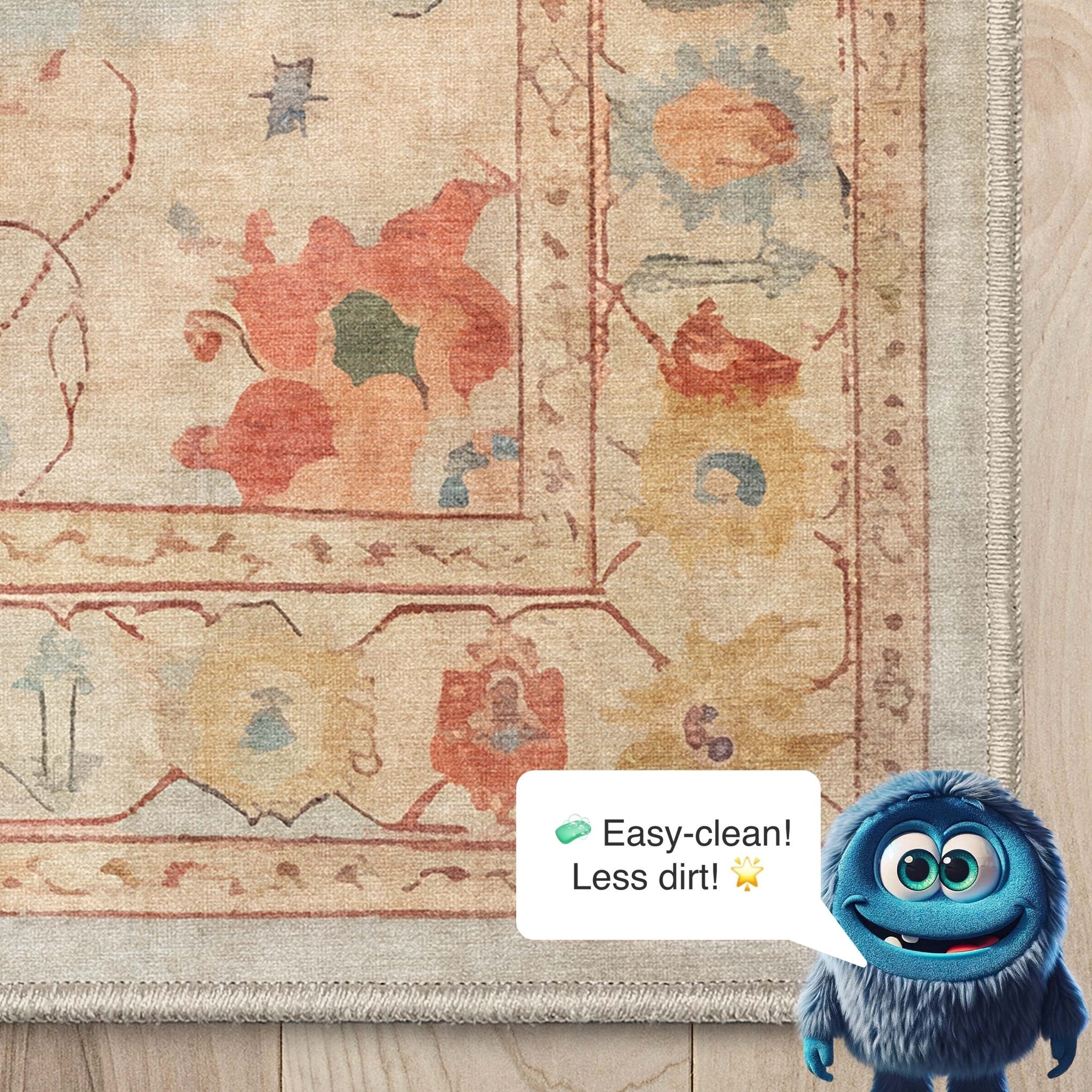 Pastel Tone On Tone - Updated Traditional Rug for Living Room Bedroom Dining Room ,Easy Clean、mySite、gigharbornorthrealestate