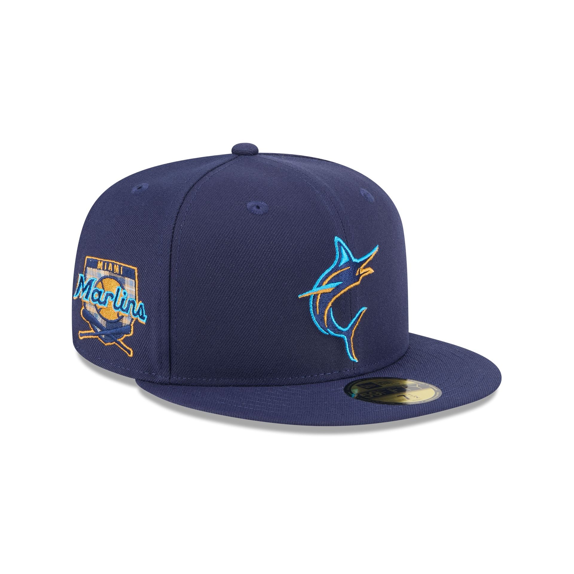 Miami Marlins Blue Tartan 59FIFTY Fitted Hat、mySite、vikingsvslions