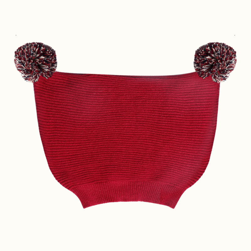 Cotton Reindeer Jacquard Sweater, Lower & Cap Set | Printed | Red | Set of 3、mySite、camillekostekn