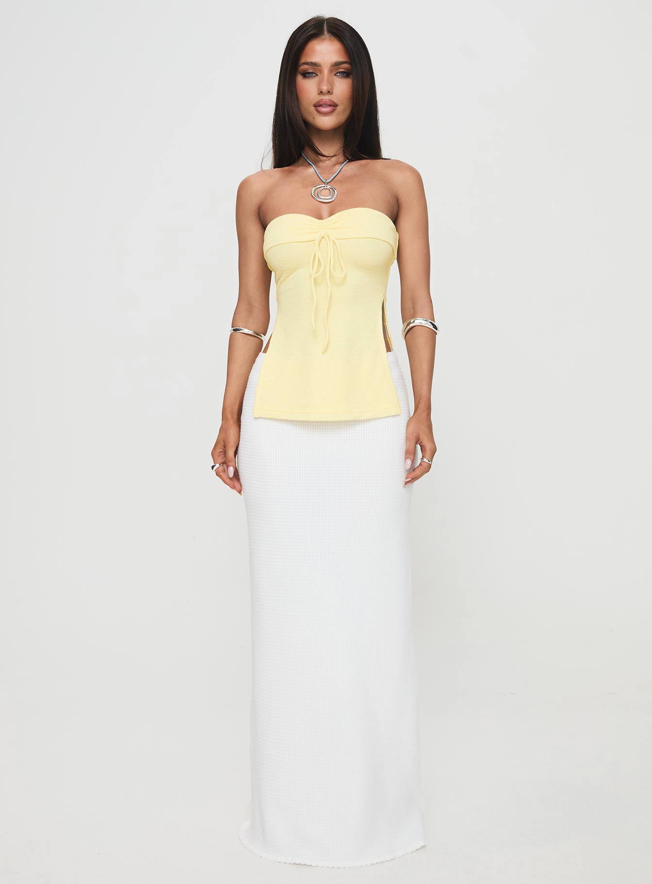 Laurenita Longline Tube Top Yellow、mySite、solidvoid