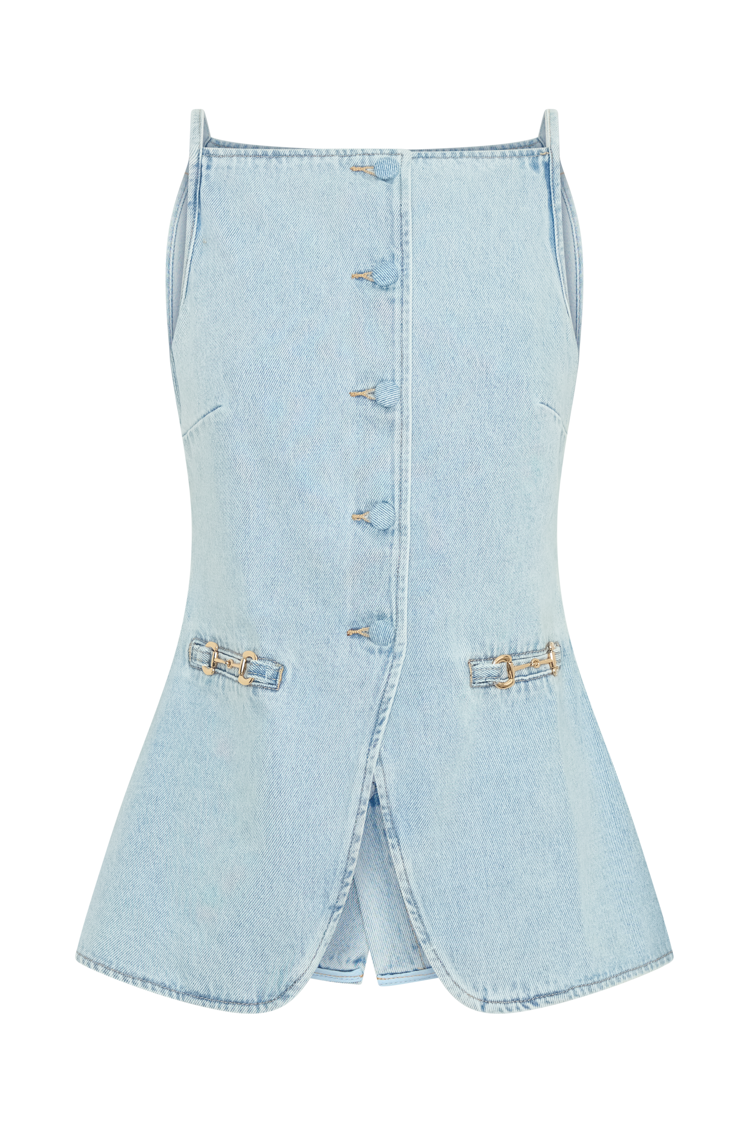 Ashton Sleeveless Button Denim Top - Light Blue、mySite、solidvoid