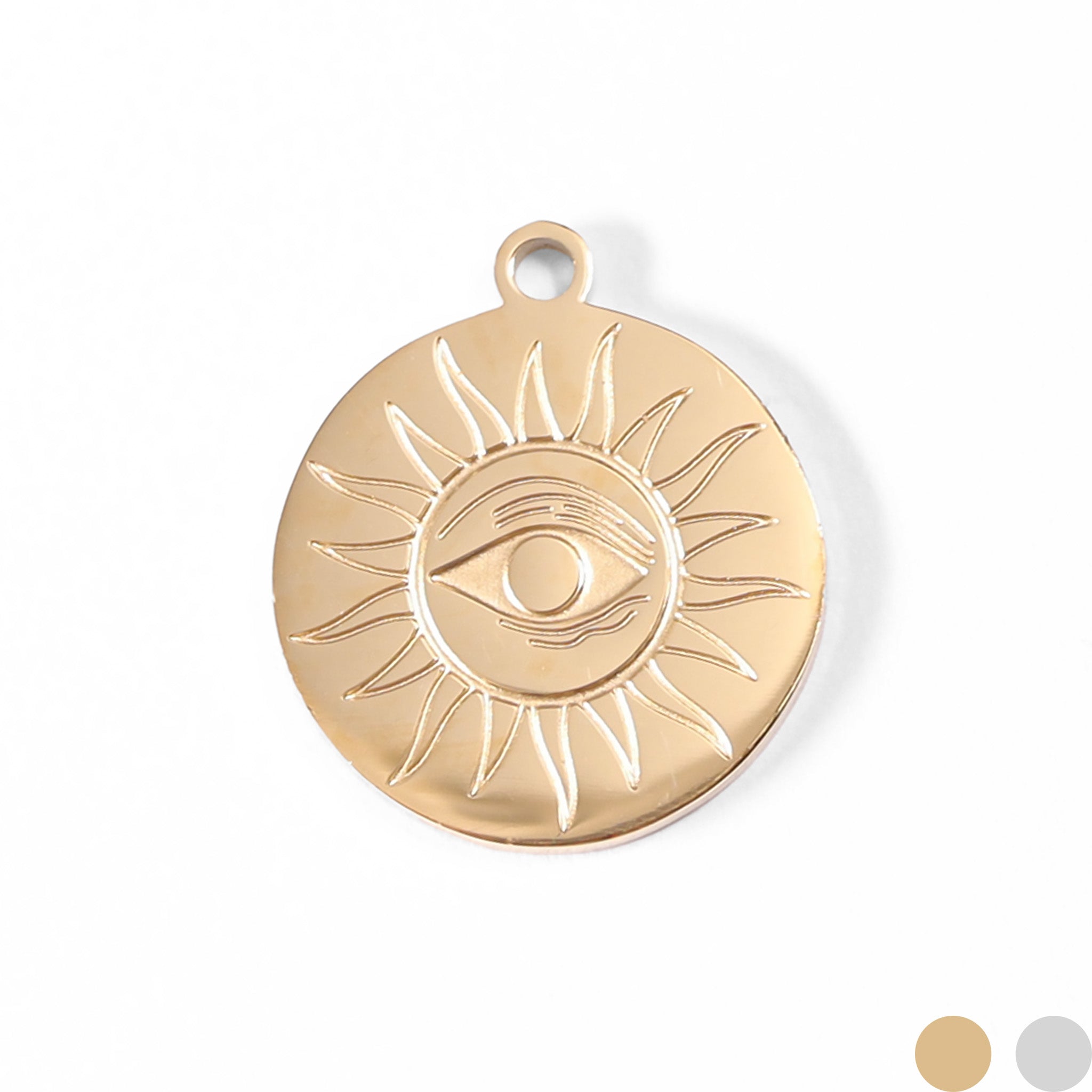 18K Gold PVD Stainless Steel Circle Sun Evil Eye Charm / PDL0002、mySite、dreamappss