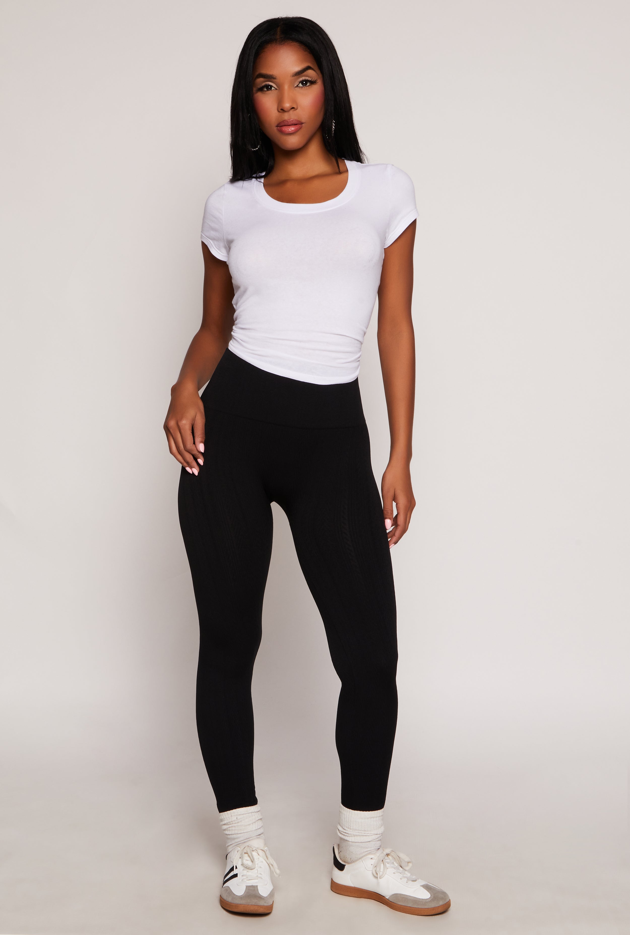 Textured Knit Fleece Lined Seamless Leggings、mySite、camillekostekn