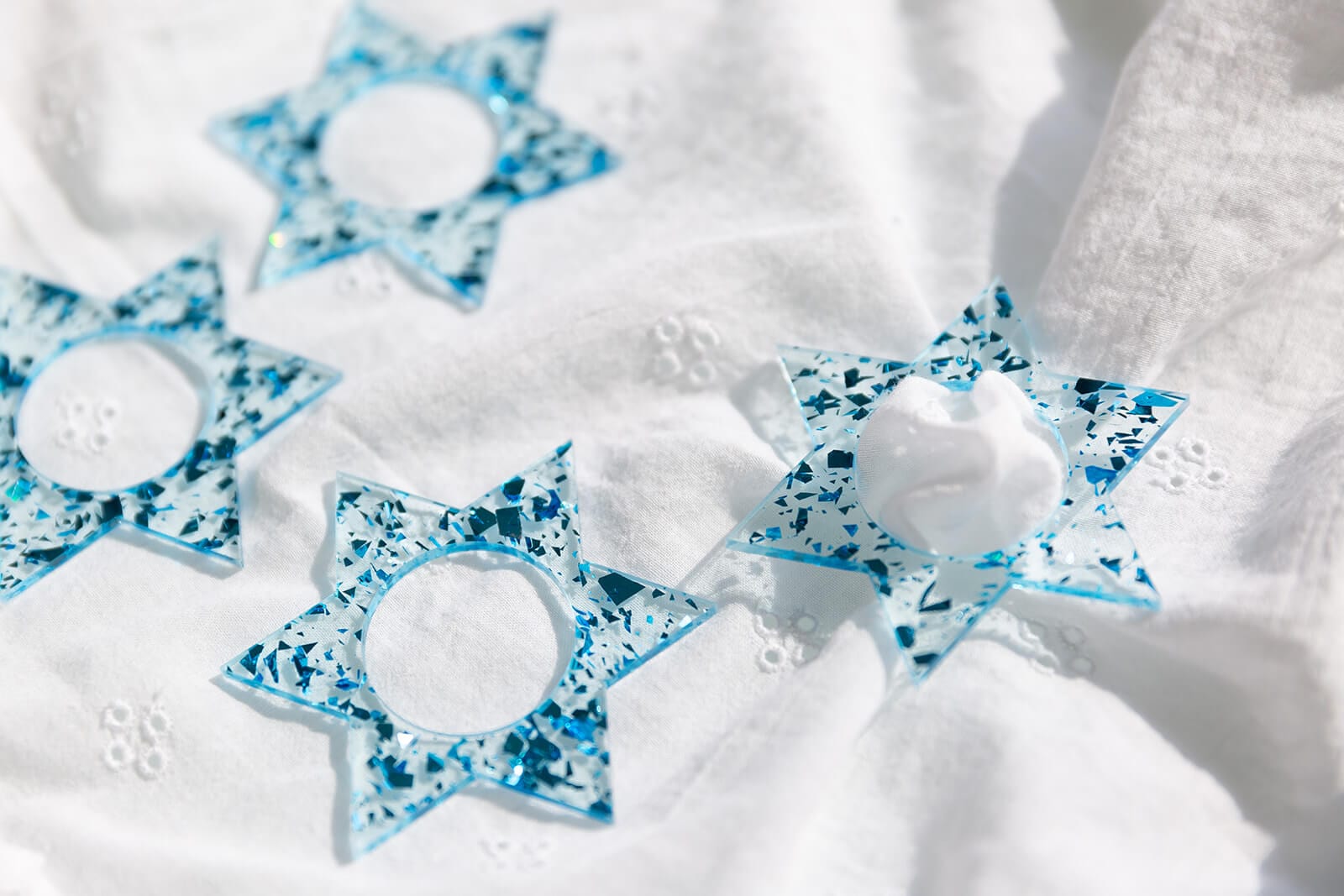 Magen David Napkin Rings - Blue Fleck - Set of 4、mySite、topwebapps