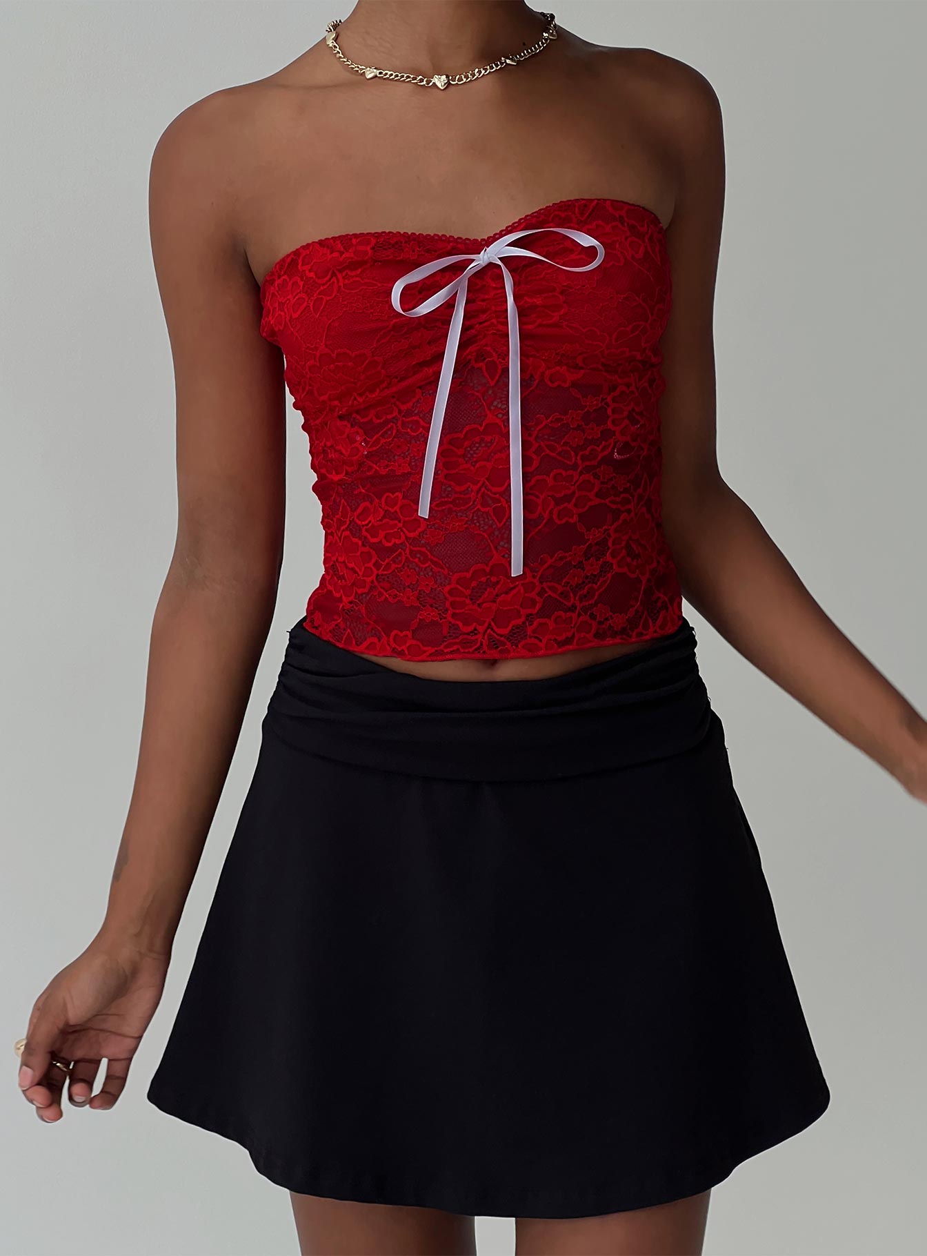 Winnick Strapless Lace Top Red、mySite、solidvoid