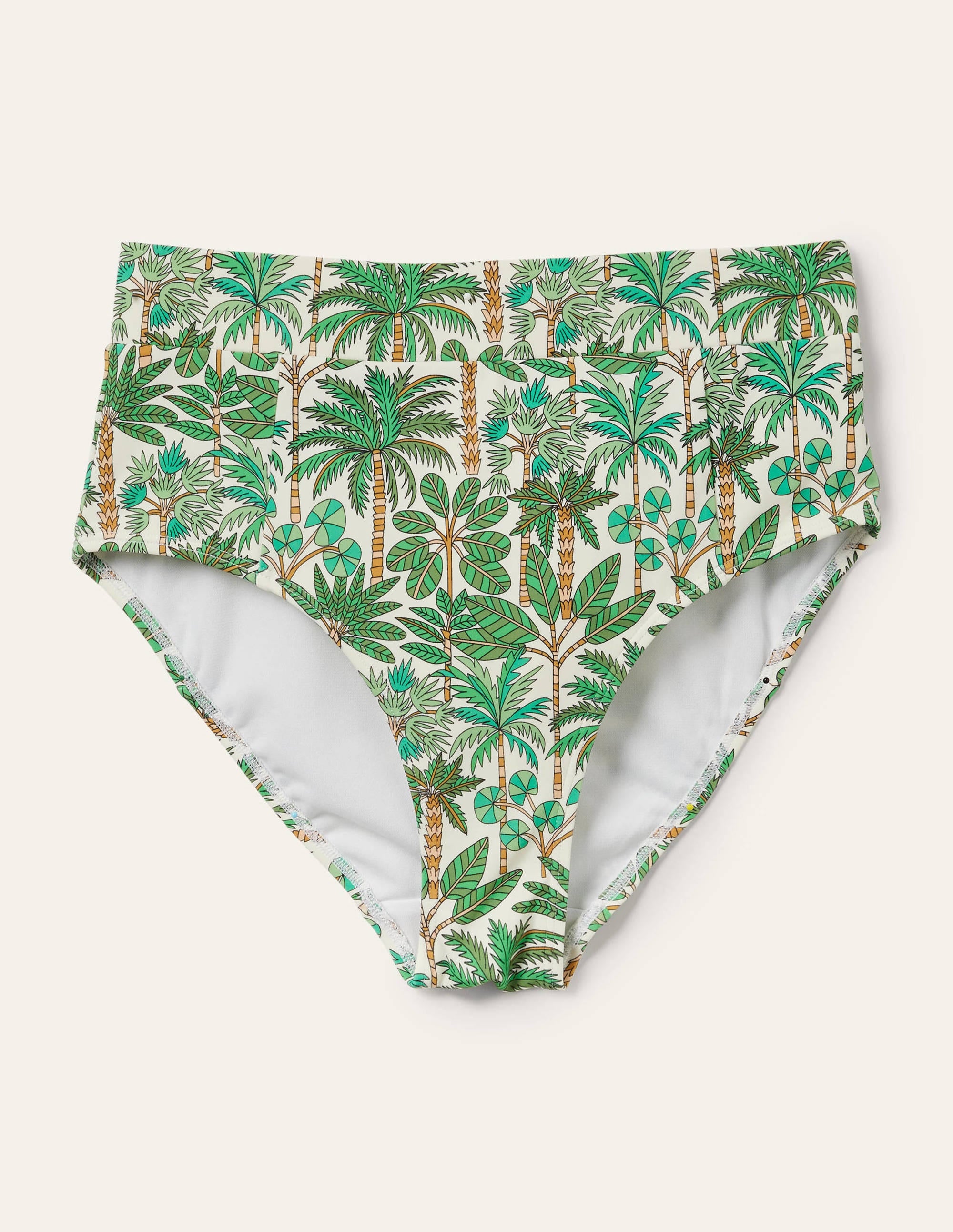 High Waisted Bikini Bottoms-Ivory, Palm Forest、mySite、ashleygrahame