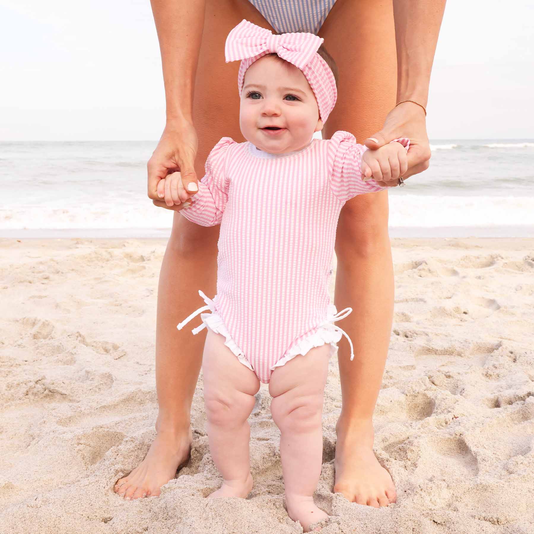  Long Sleeve Rash Guard With Ruffle Bottom | Seersucker Dusty Pink、mySite、layawaytickets