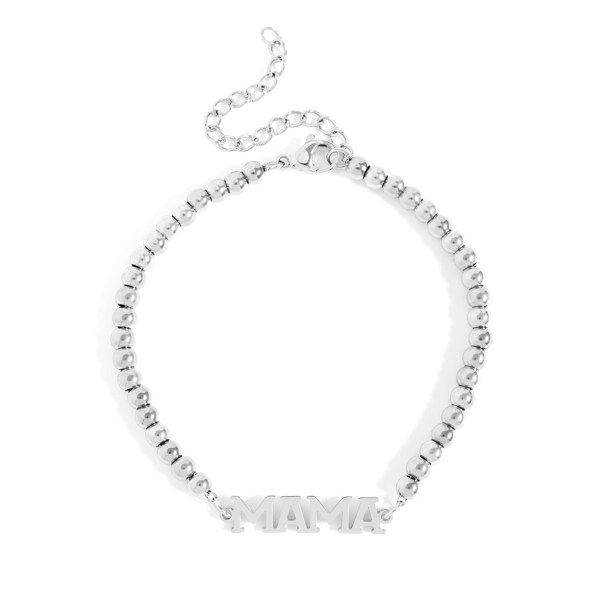 18K Gold PVD Stainless Steel Mama Beaded Bracelet / BRJ1053、mySite、dreamappss