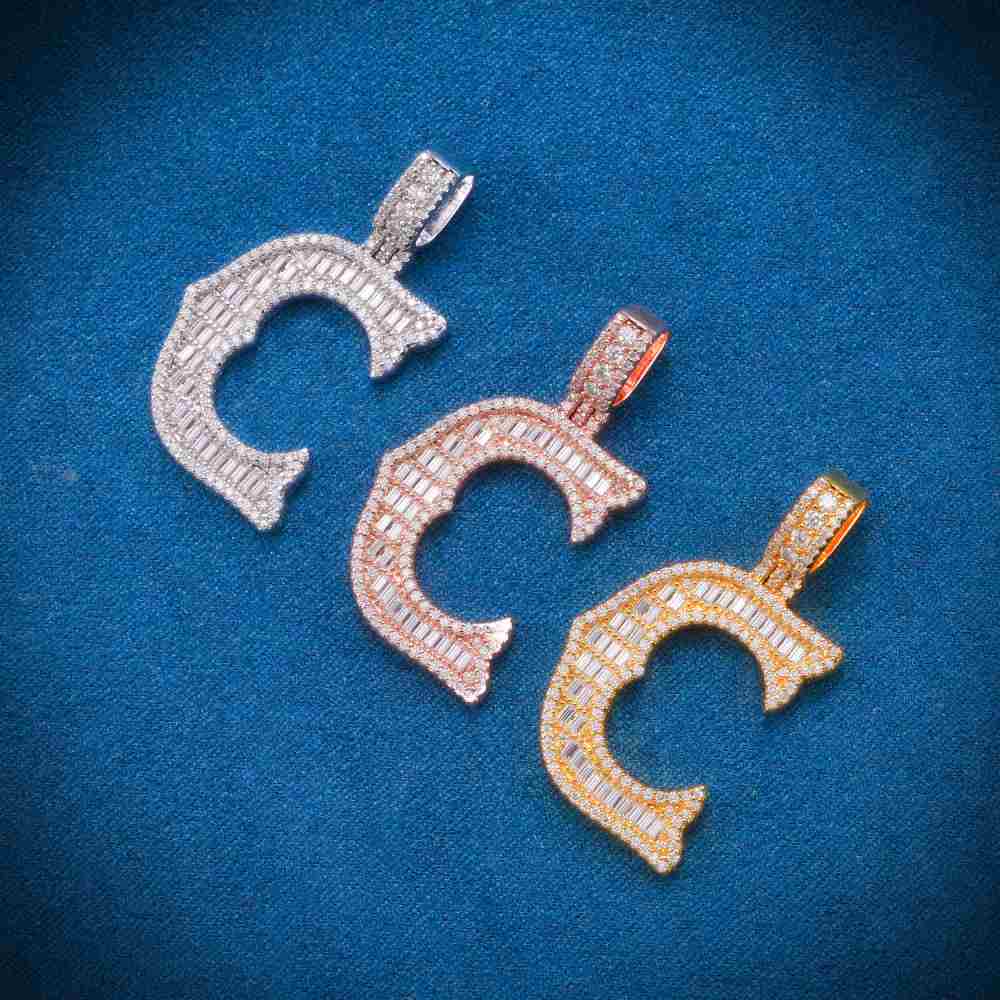Moissanite Baguette Letter C Pendant、mySite、hinf8tx79
