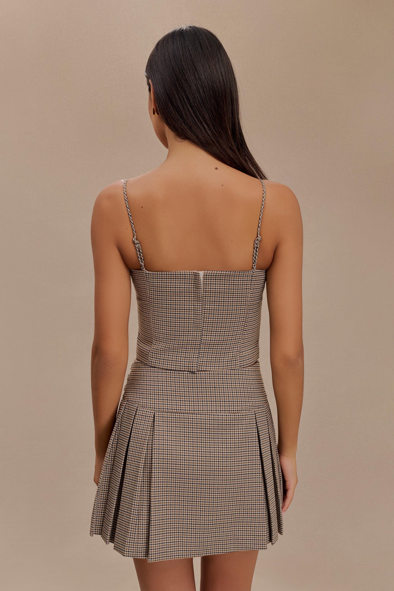 Aberley Crop Top - Tan Check、mySite、solidvoid