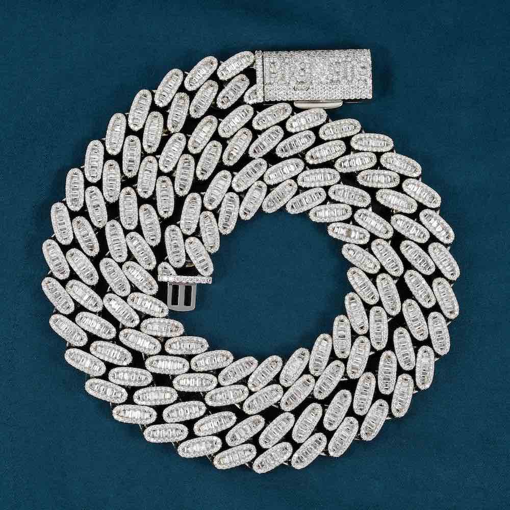 16MM Moissanite Baguette Miami Cuban Link Chain 14K Gold、mySite、hinf8tx79