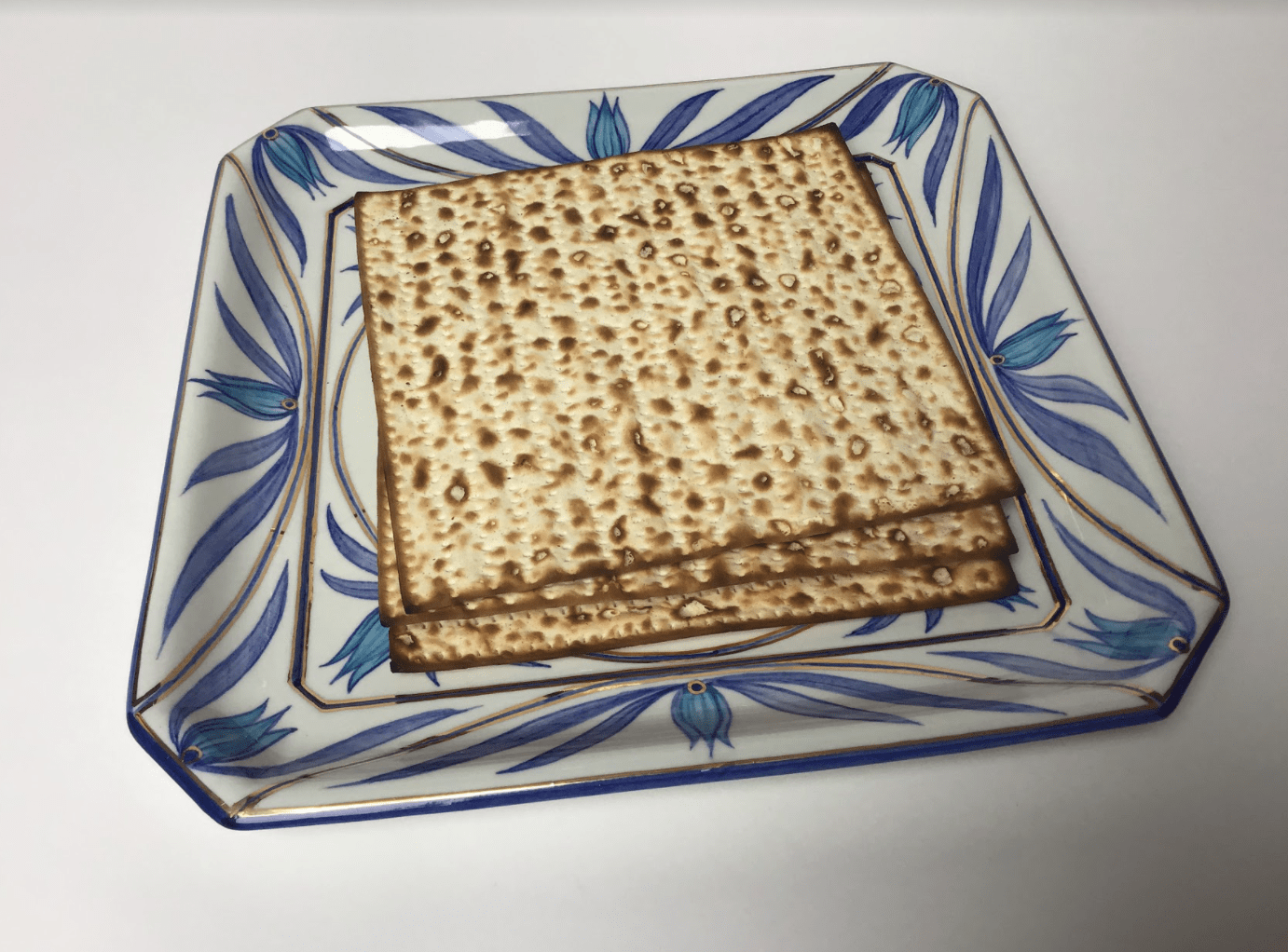 Navy, Turquoise and Gold Floral Porcelain Matzah Plate、mySite、topwebapps