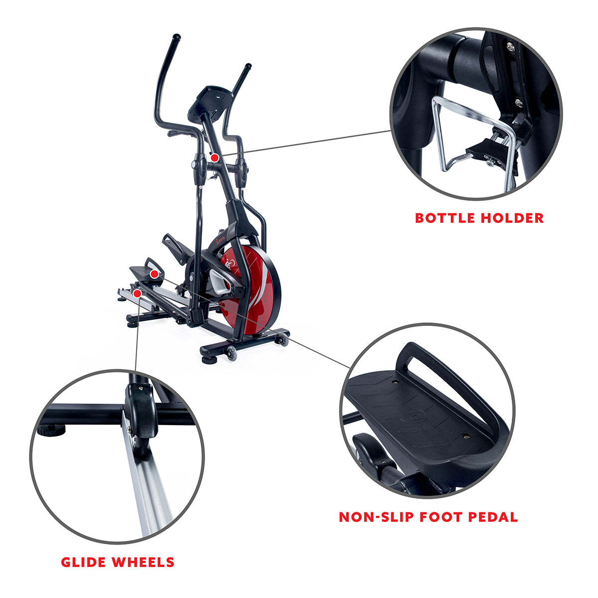  Sunny Strength™ Stride Elliptical Machine Magnetic Fitness w/ Device Holder, LCD Monitor and Heart Rate Monitoring、mySite、ghnorth