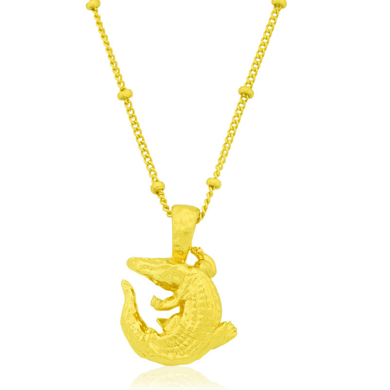 Croc Chain Charm Necklace | 14K Gold Plated、mySite、camillekostekn