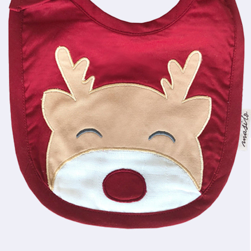 Organic Cotton Baby Festive Bib | Rudolph Print | Red、mySite、camillekostekn