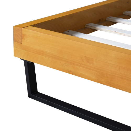 PINE WOOD BED FRAME KING SIZE,NATURAL & BLACK COLOR、、eastwooduniform