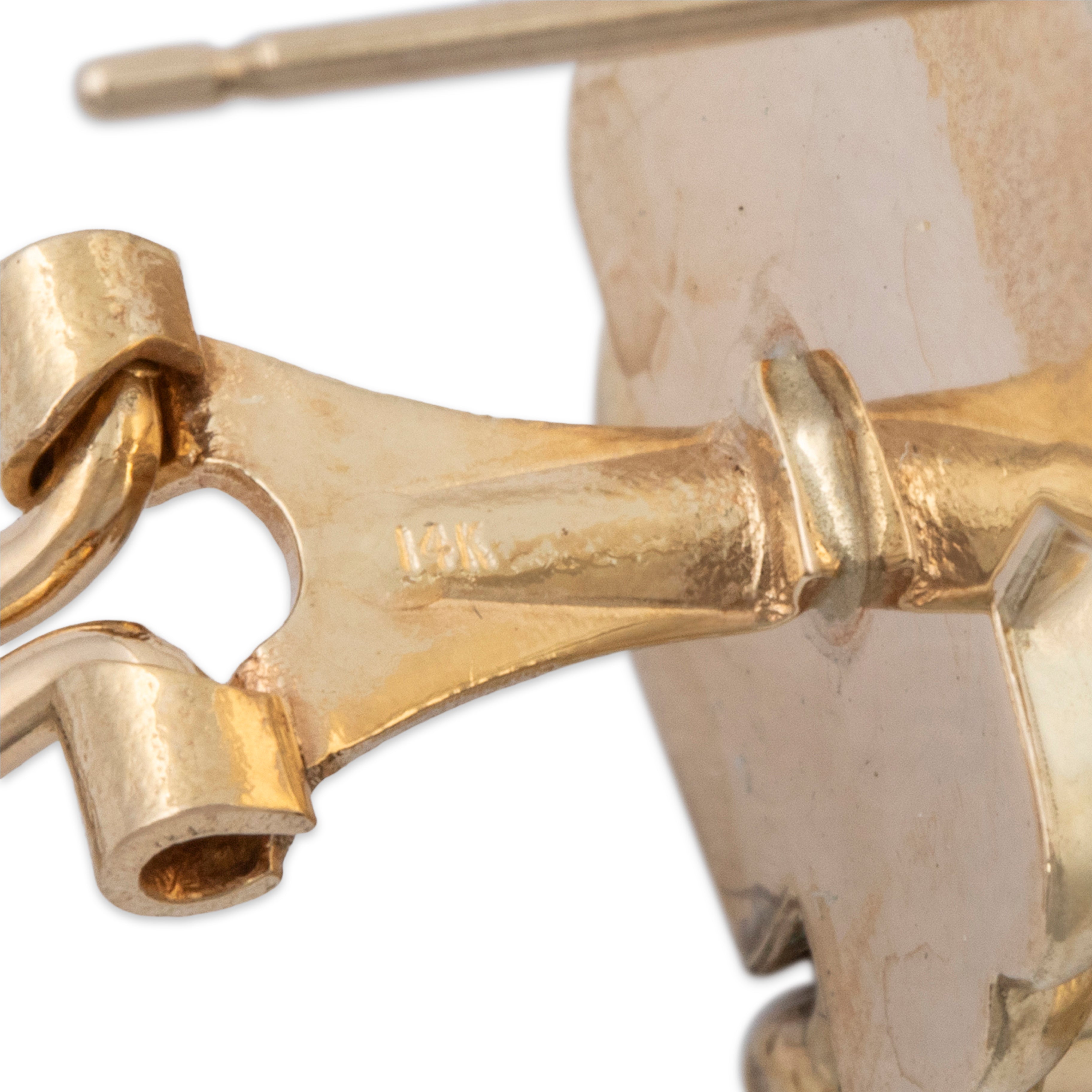 Vintage Oversized 14k Yellow Gold Modernist Dangle Omega Back Earrings、mySite、hinf8tx79