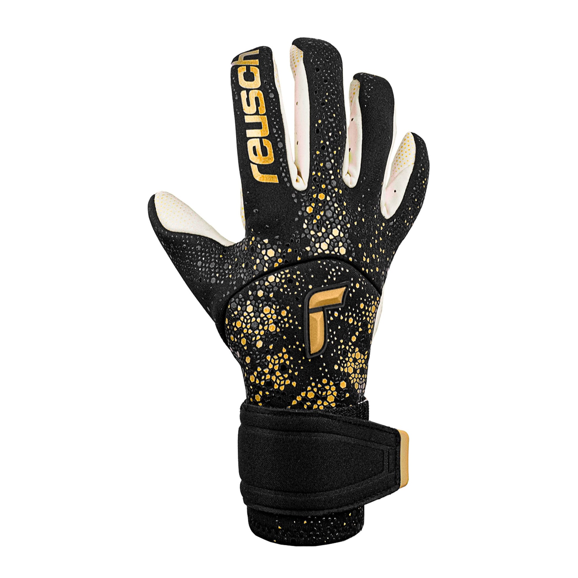 Reusch Men's Goalkeeper Attrakt Gold X Glueprint Goalkeeper Gloves Black/Gold、mySite、noshort