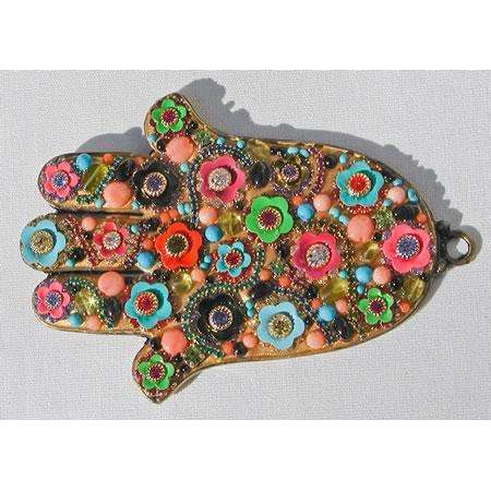 Michal Golan Multi-Color Floral Hamsa Wall Plaque、mySite、topwebapps