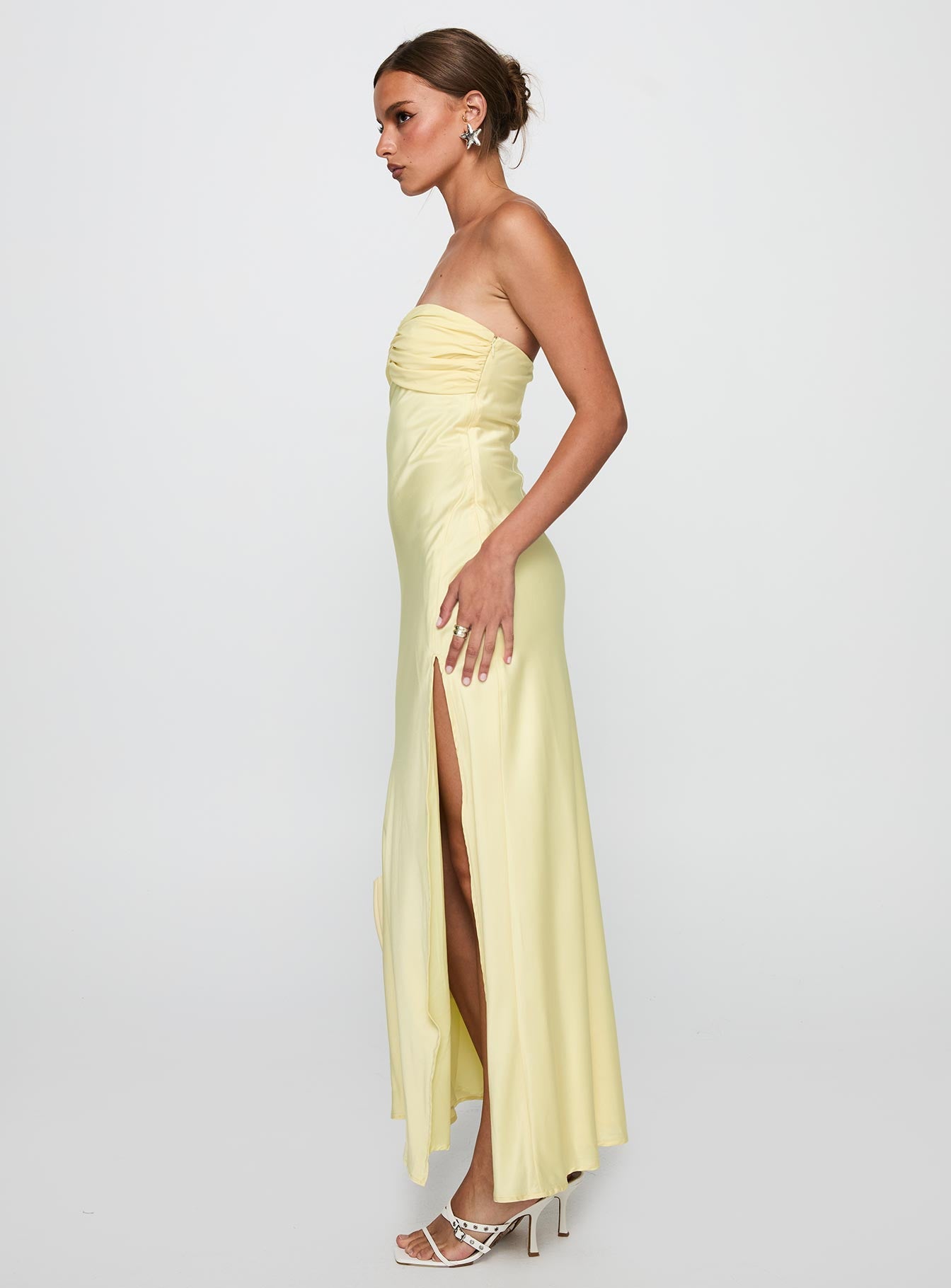 Chevalier Strapless Maxi Dress Lemon、mySite、solidvoid