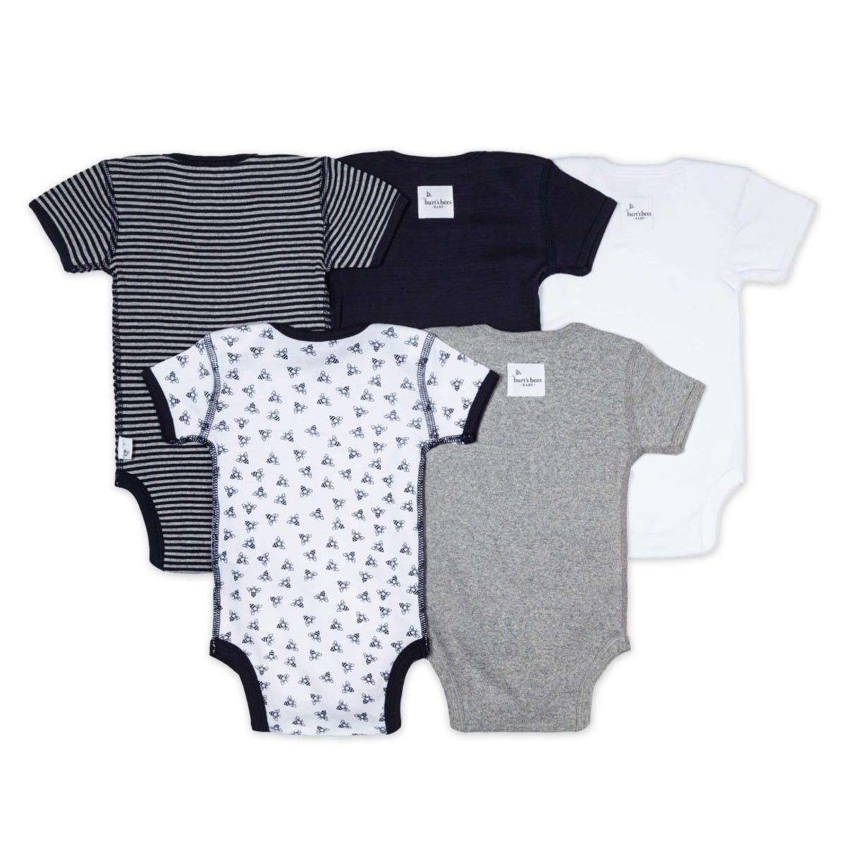 Bee Essentials Organic Short Sleeve Baby Bodysuits 5 Pack、mySite、g9winljtr