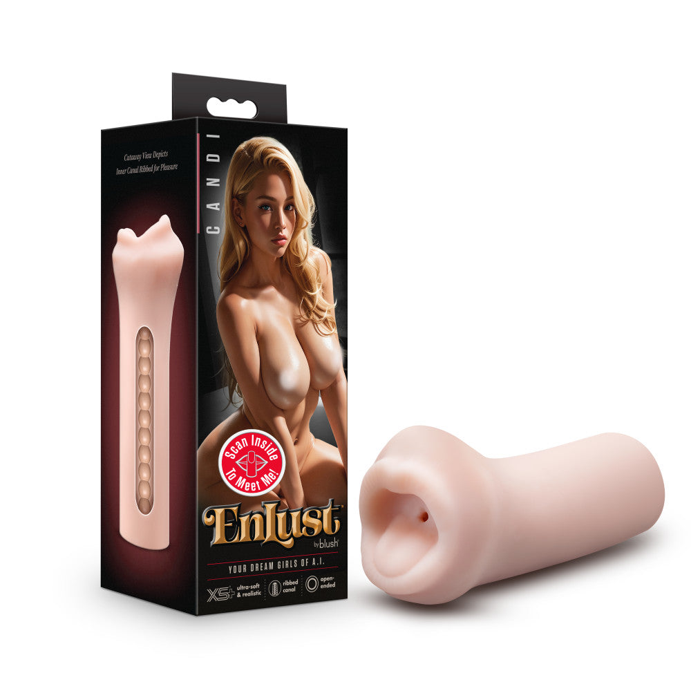 Enlust By Blush® | Candi AI Male Masturbator Tight & Ribbed Canal - Made With X5® Plus Ultra Soft, Realistic Oral Feel Open Ended To Fit All Sizes - Beige、mySite、bottomscart