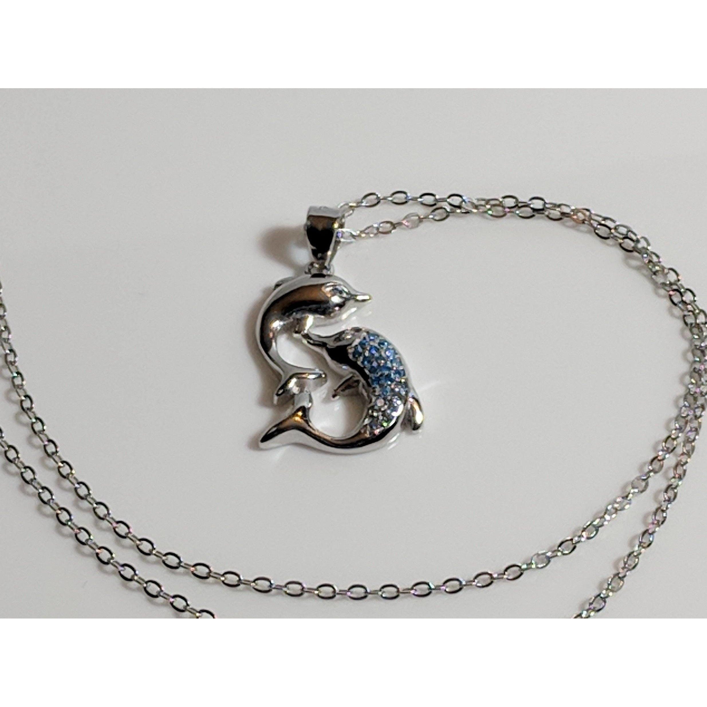 Dolphin Necklaces (4 Styles) in 925 Silver with Blue Cubic Zirconia、mySite、g9winljtr