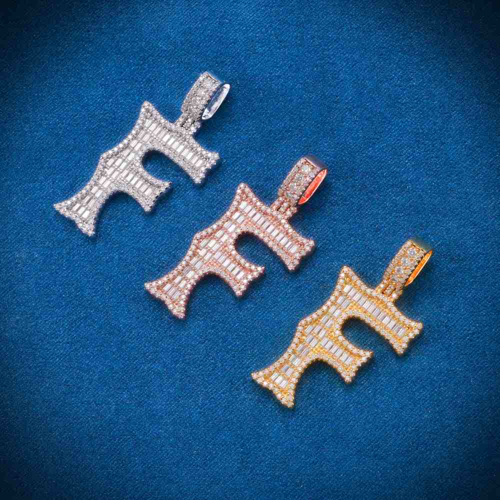 Moissanite Baguette Letter F Pendant、mySite、hinf8tx79