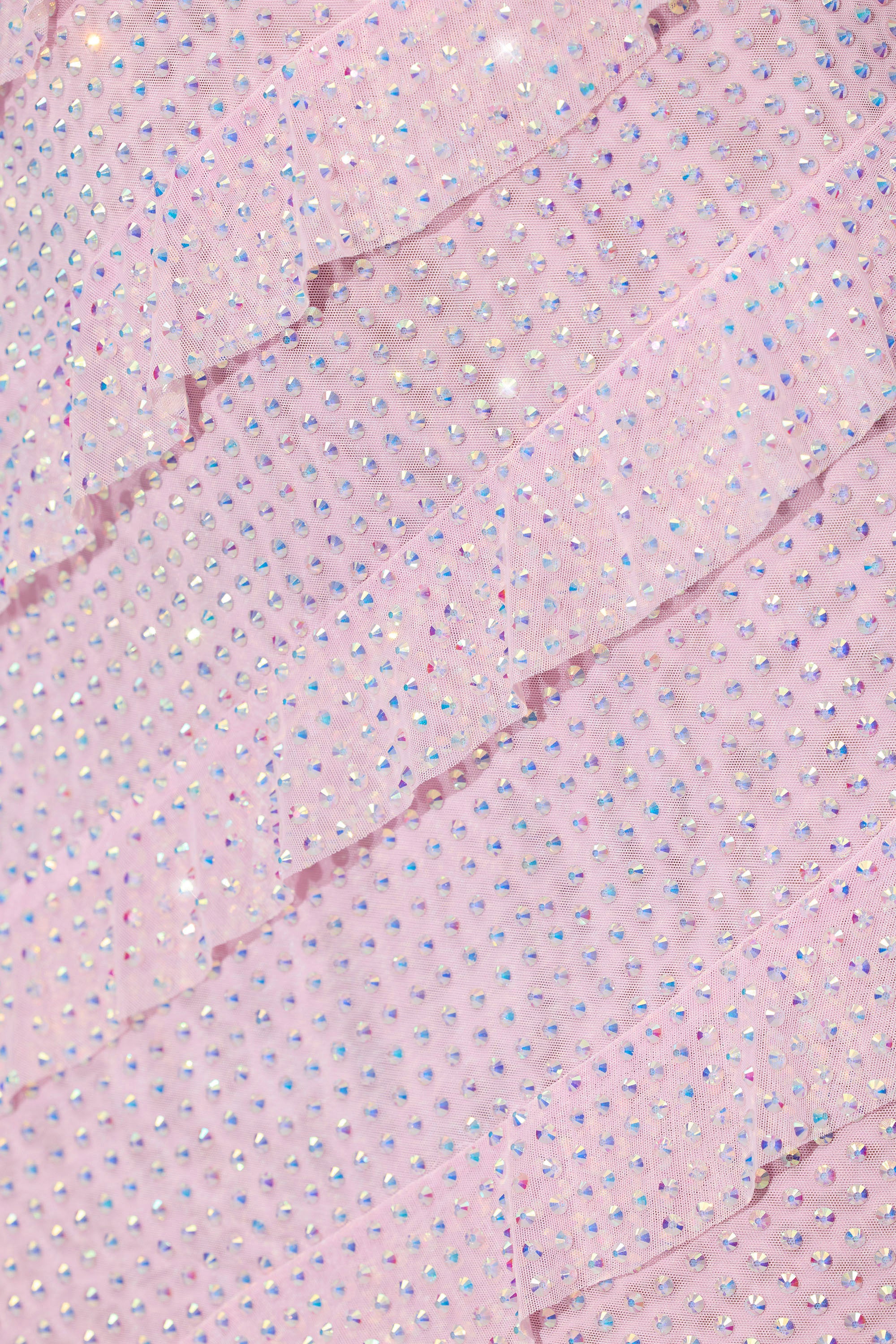 Embellished Strapless Ruffle Maxi Dress in Soft Pink、mySite、solidvoid