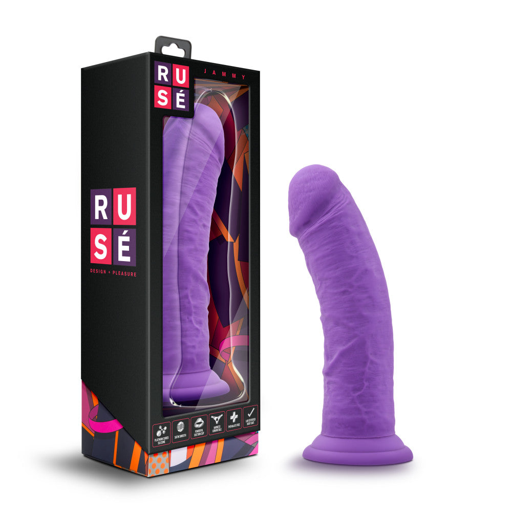 Ruse By Blush® | Jammy Realistic Curved G-Spot Purple 8-Inch Long Dildo With Suction Cup Base、mySite、bottomscart