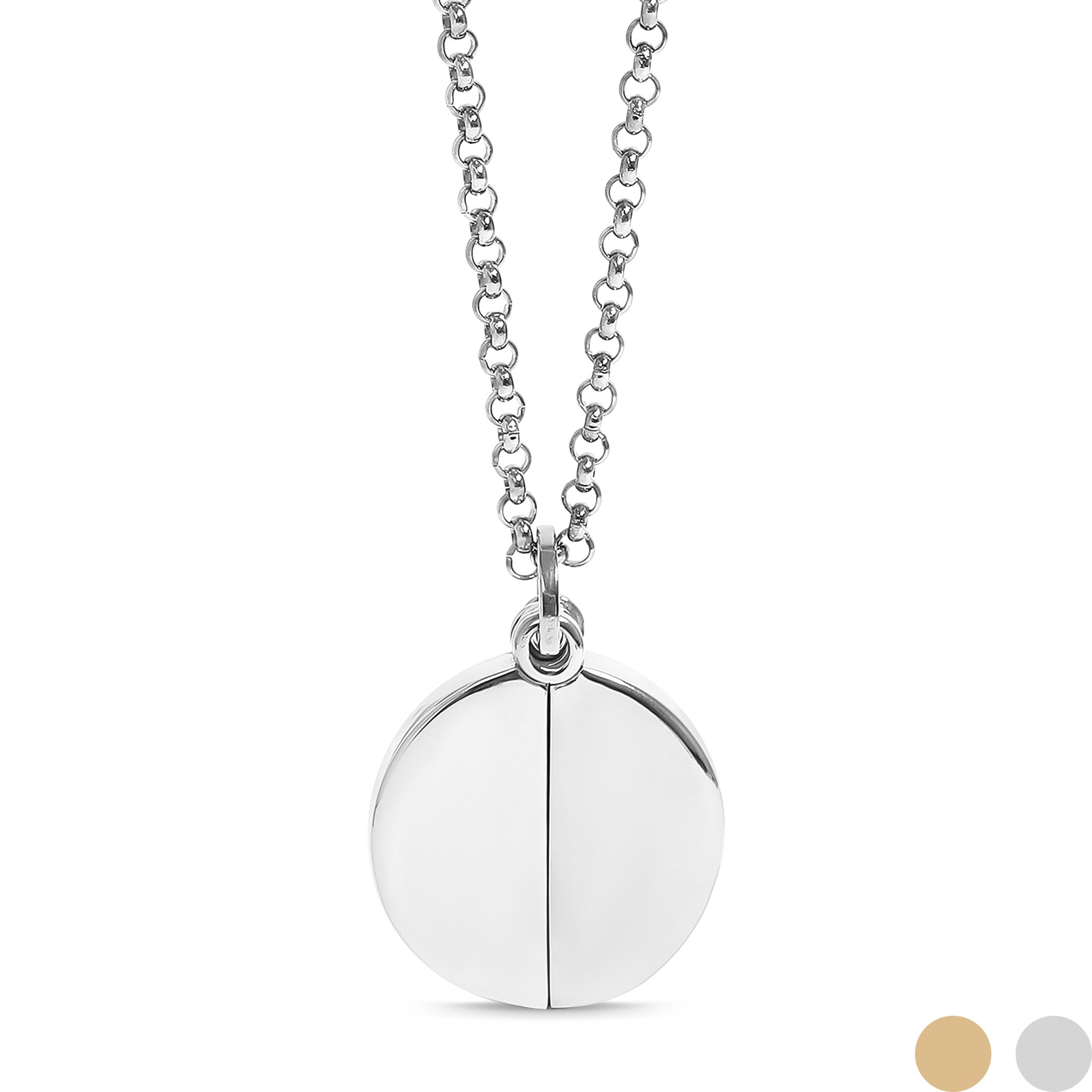 18K Gold PVD Stainless Steel Blank Circle Hidden Message Necklace / CHN9972、mySite、dreamappss