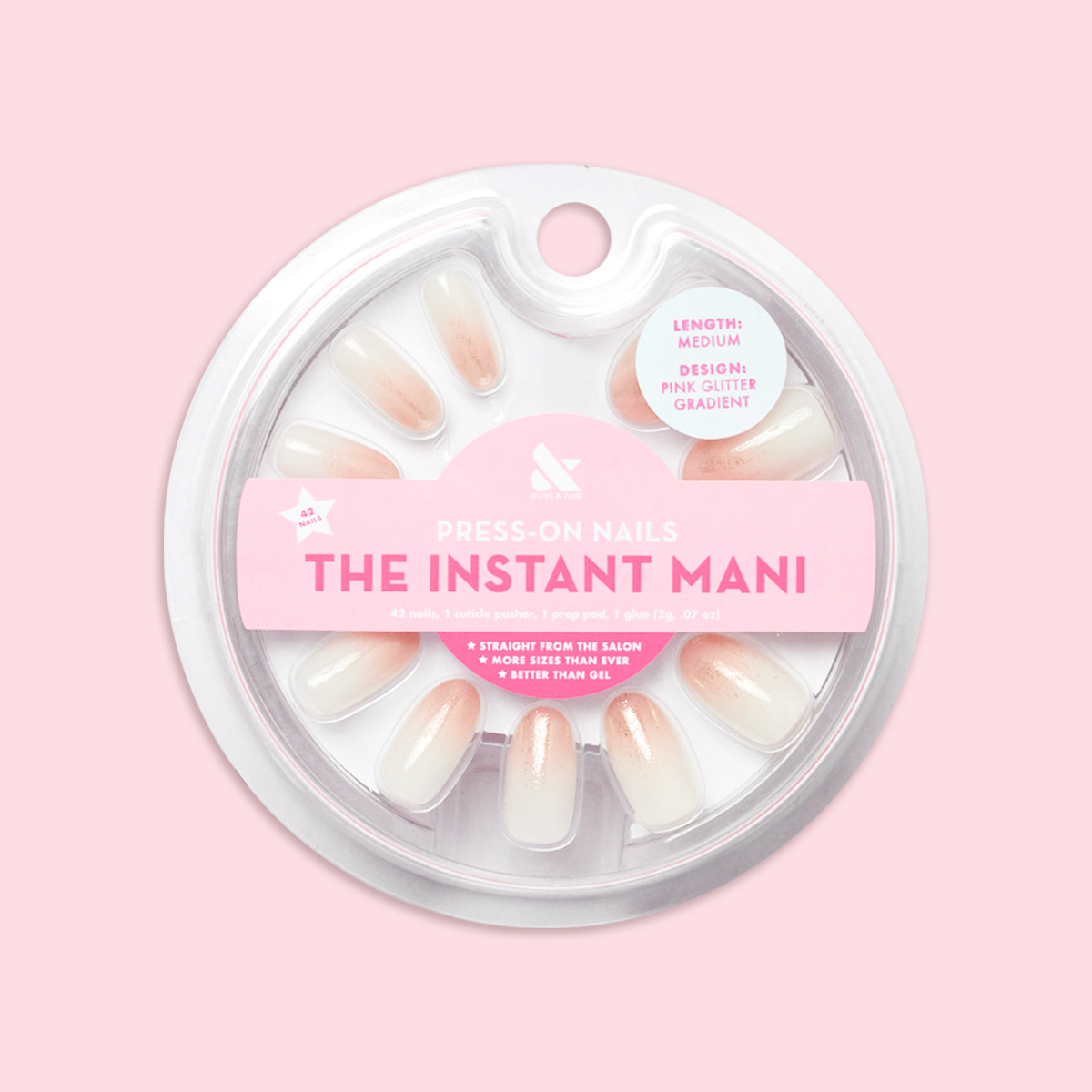 Pink Glitter Gradient - Press-On | Medium | Oval、mySite、solidvoid