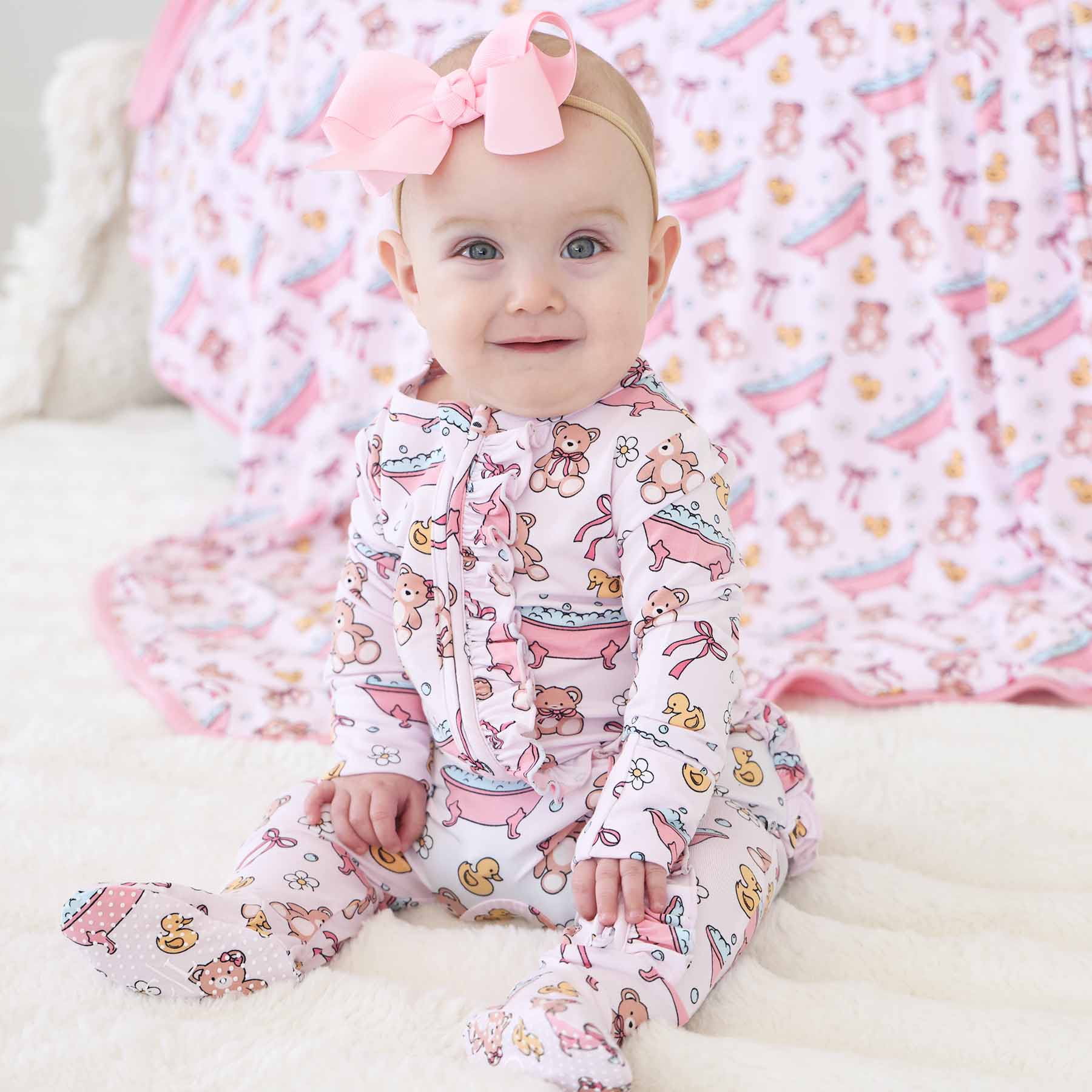  Bathtime Besties Ruffle Zipper Footie | Pink、mySite、layawaytickets