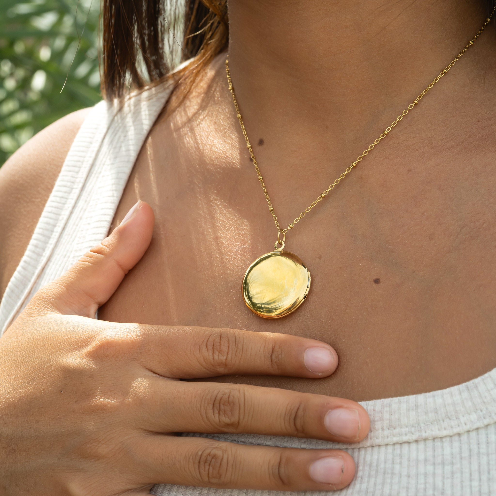 18K Gold PVD Stainless Steel Round Locket / PDL0242、mySite、dreamappss