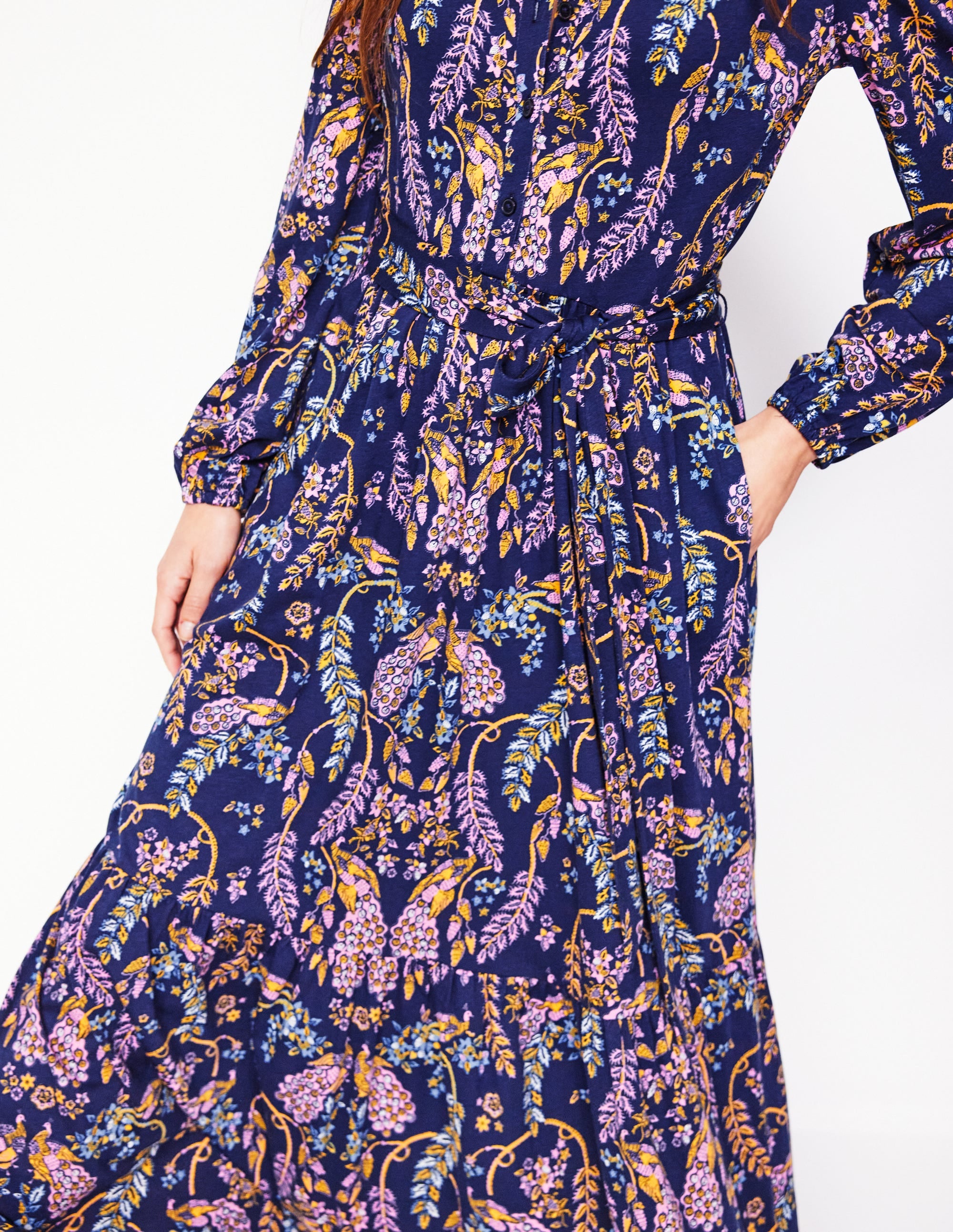  Willow Tiered Jersey Dress-French Navy,Enchanting Peacock、mySite、ashleygrahame
