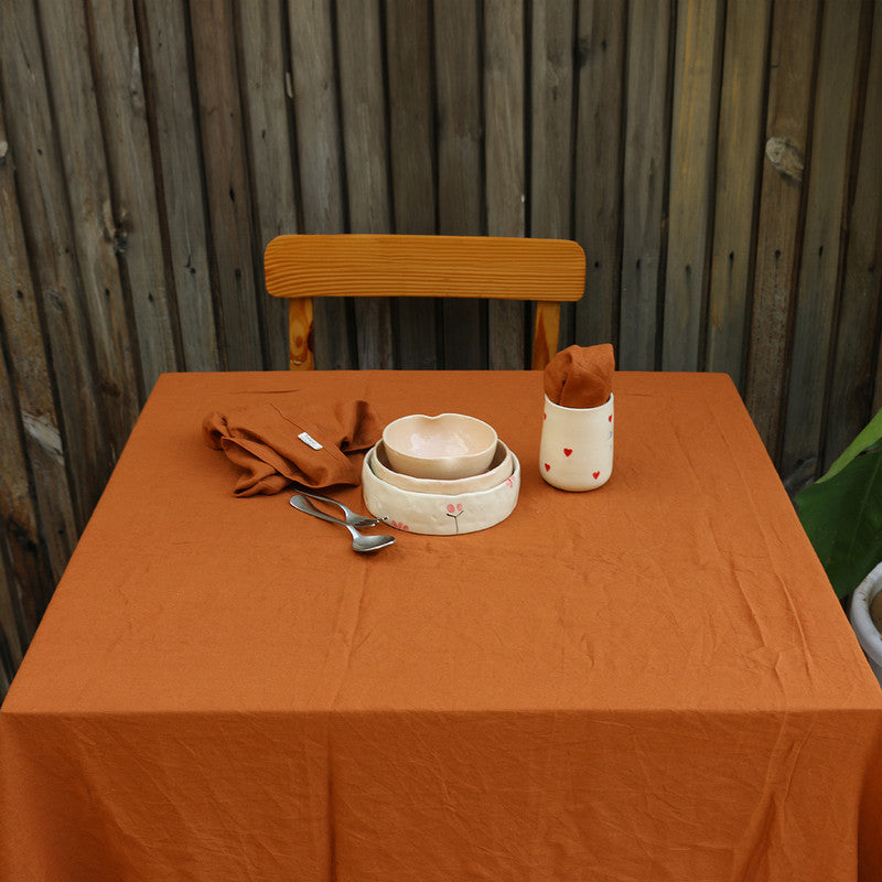 Pure Linen Table Cover | Cinnamon Brown、mySite、camillekostekn
