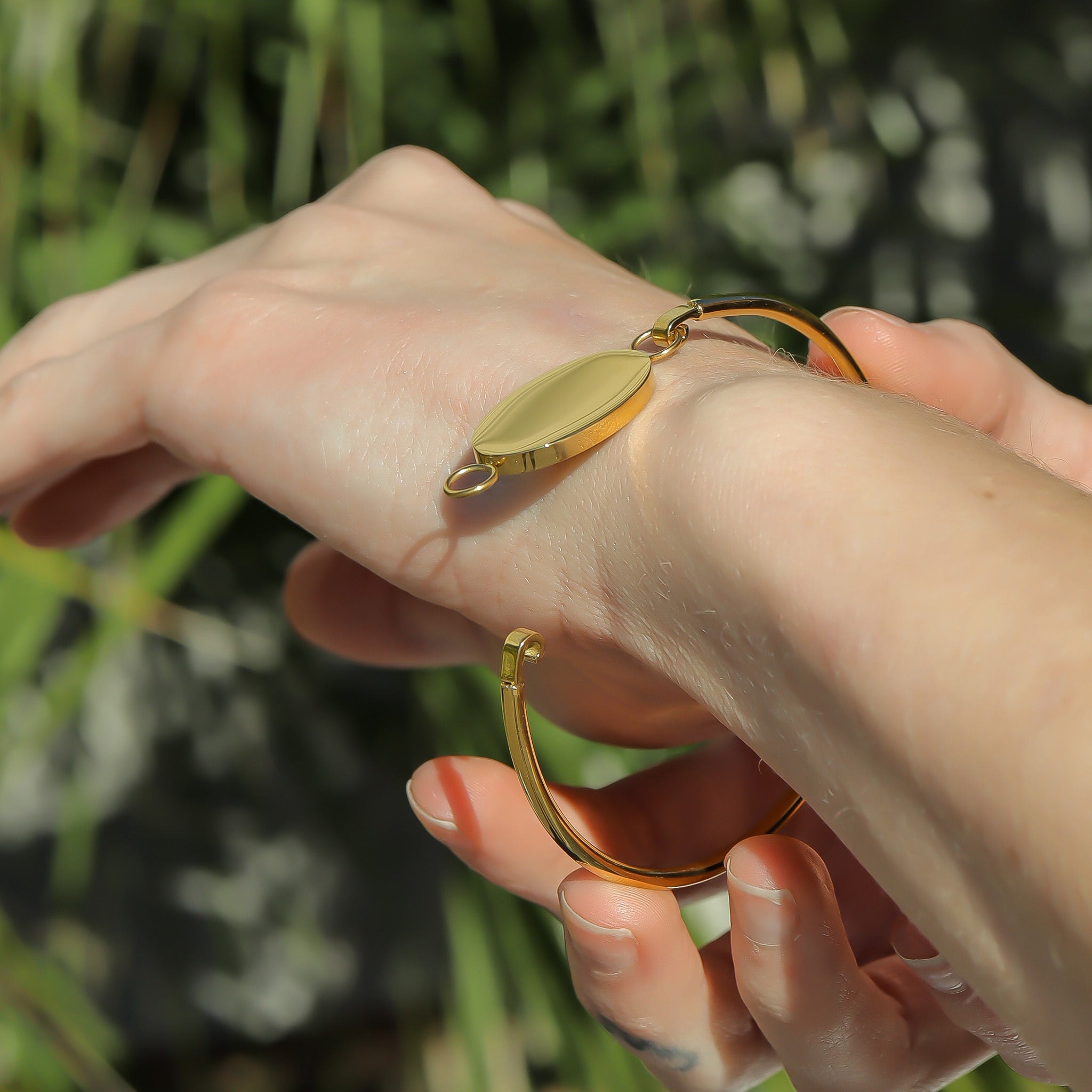 18K Gold PVD Stainless Steel Oval Engravable Bracelet / BRJ9073、mySite、dreamappss