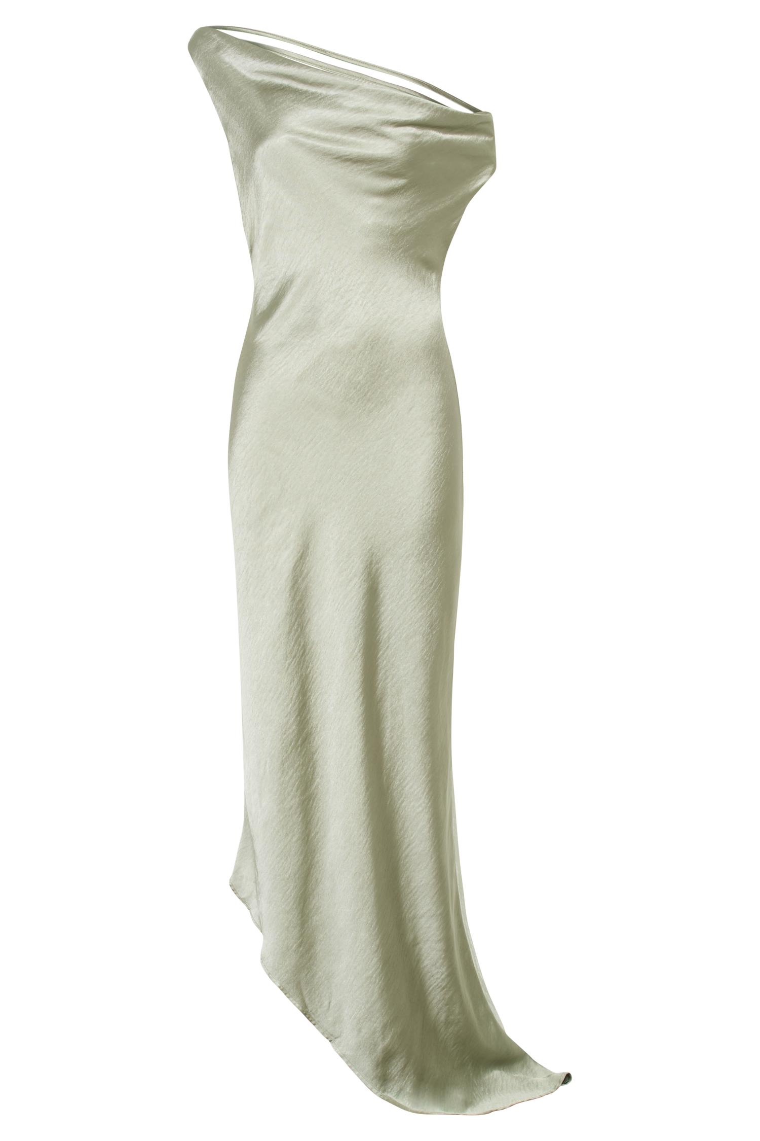 Yvette Slip Maxi Dress With Asymmetrical Hem - Sage、mySite、solidvoid