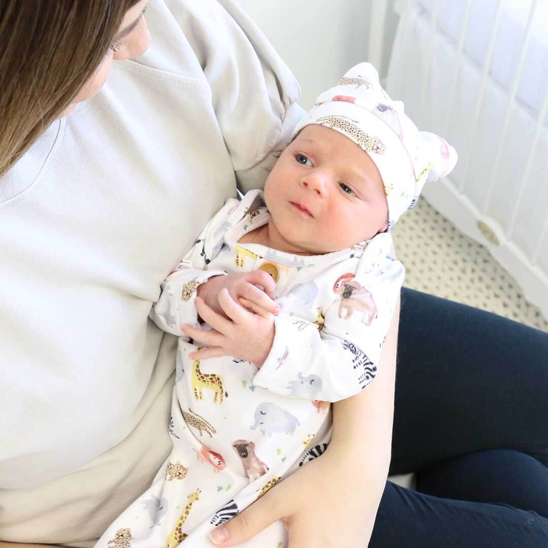  Safari Party Newborn Baby Knot Gown & Hat Set、mySite、layawaytickets