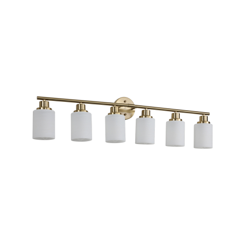 52" Modern 8-Light Vanity Wall Sconce, Golden Finish with Frosted Glass Shades for Bathroom or Hallway Lighting (No Bulbs)、、eastwooduniform
