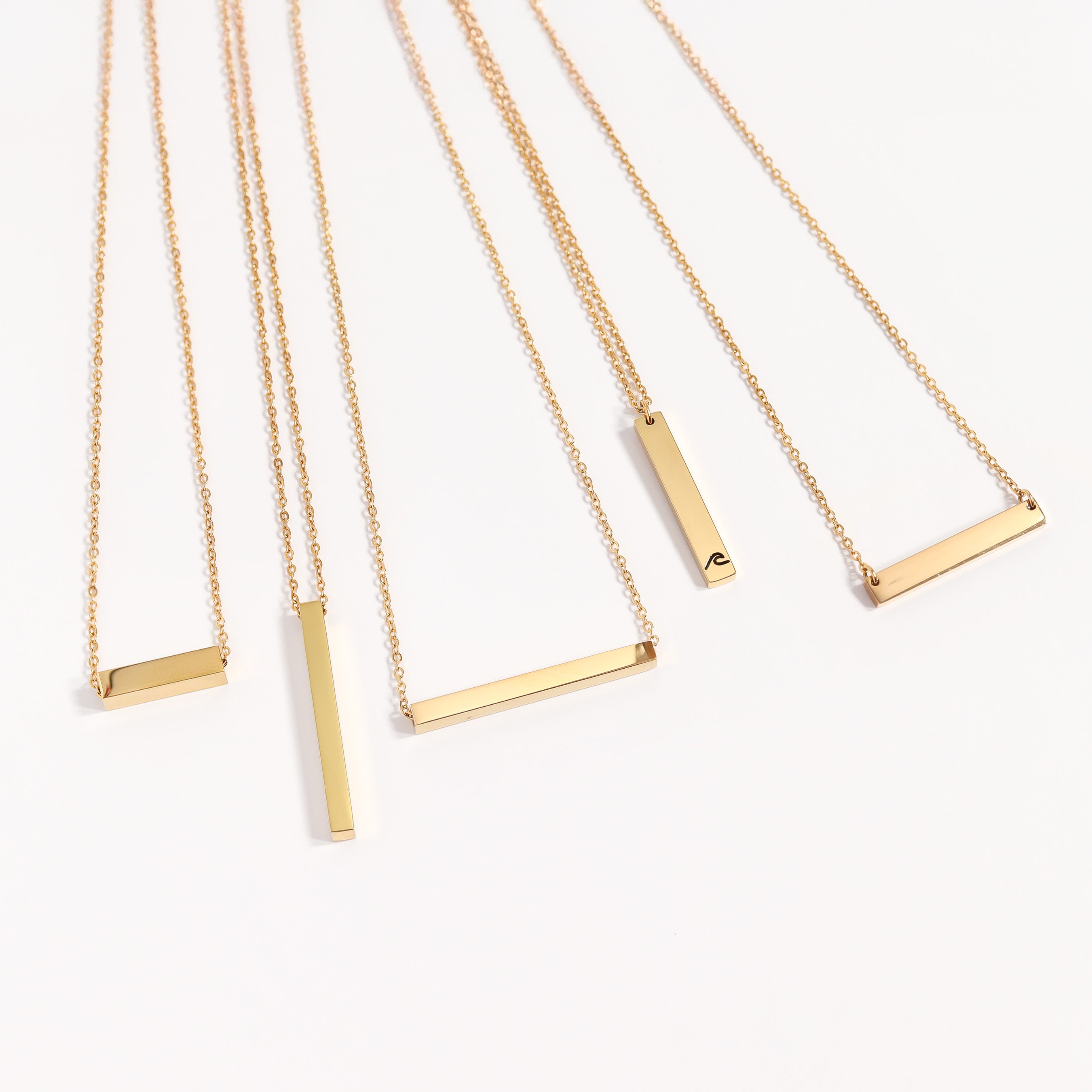 18K Gold PVD Stainless Steel Square 4 Sided Vertical Blank Bar Necklace / SBB0120、mySite、dreamappss