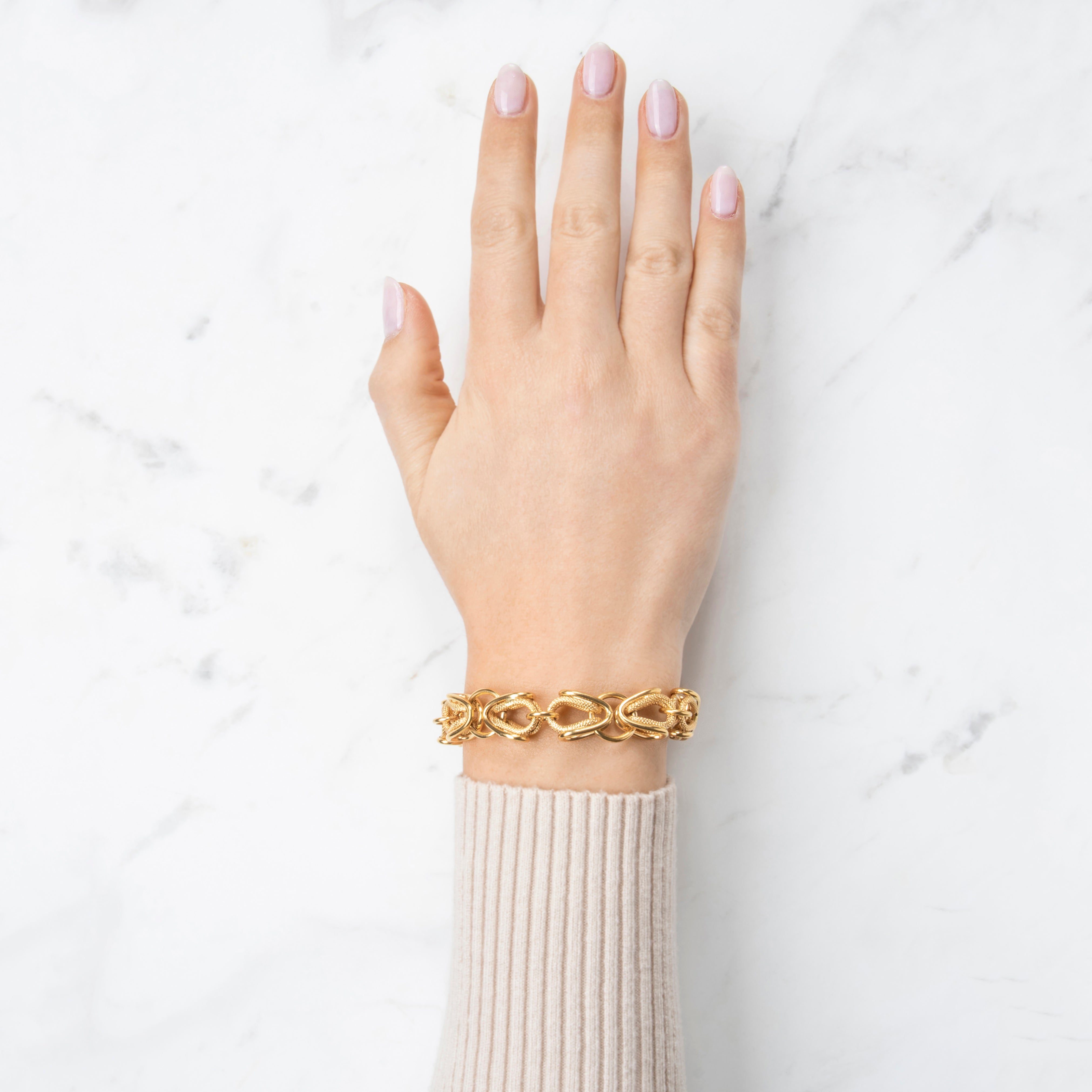 Vintage Italian 18k Yellow Gold Fancy 3-Dimensional Link Bracelet 6.75、mySite、hinf8tx79