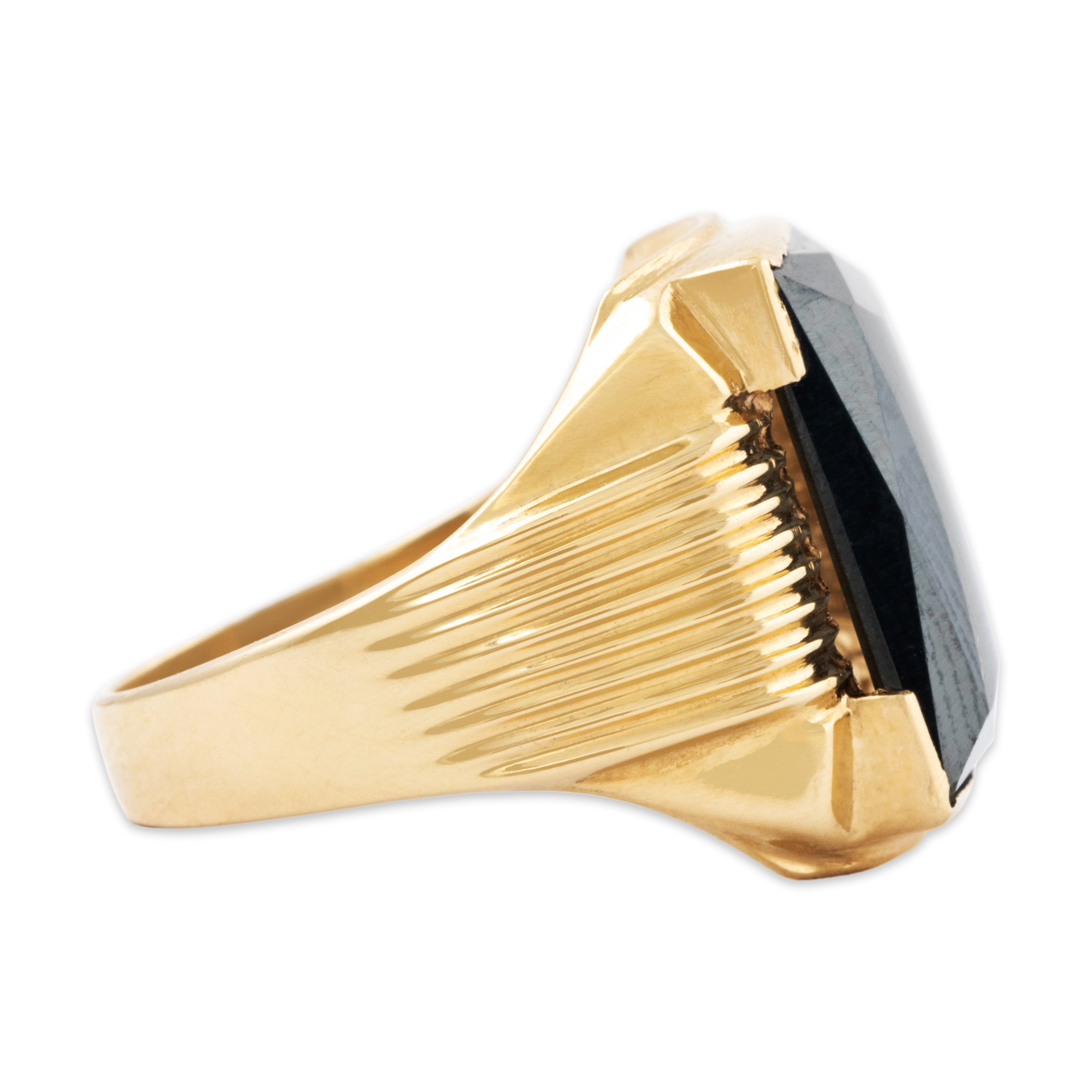 Vintage 10k Yellow Gold 12ct Hematite Gleaming Signet Ring 7.00、mySite、hinf8tx79